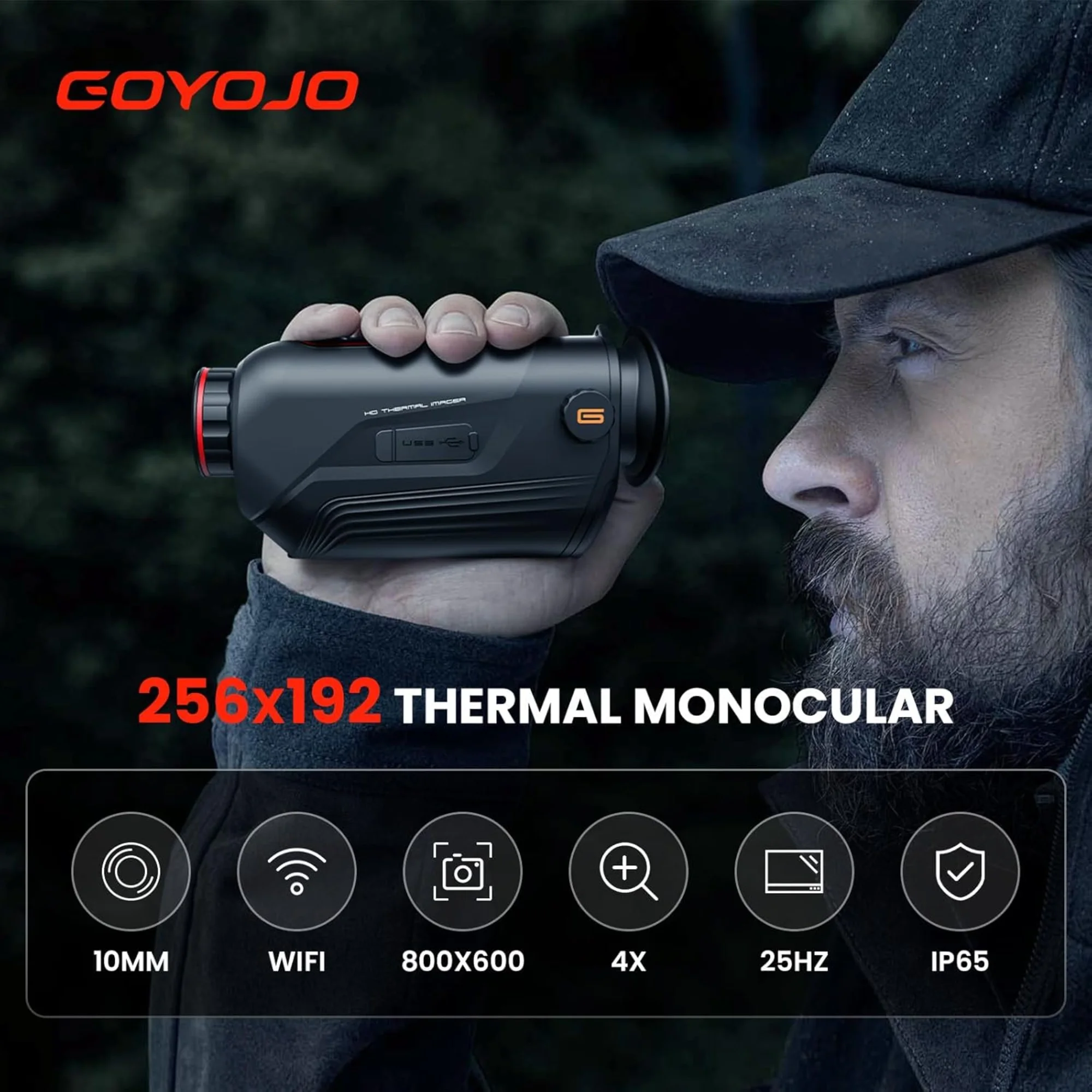 Thermal Monocular 256x192 (25 Hz) Thermal Imaging Monoscope Camera for Adults, 10mm Focal Lens Vision Goggles Thermal Scopes for Night Hunting Camping - Image 2