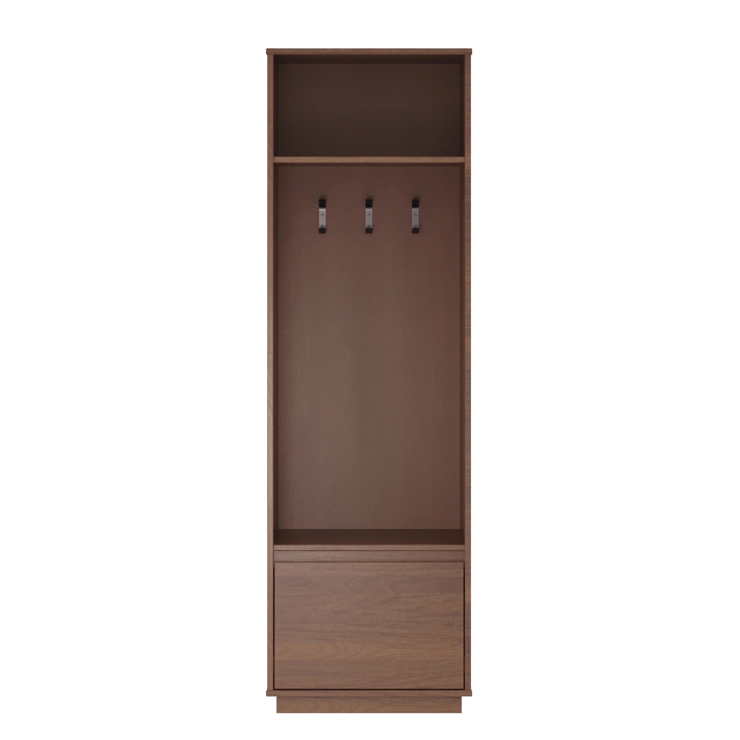 Linon Winston Mid-Century Hall Tree with Cubby and 3 Hooks, Walnut