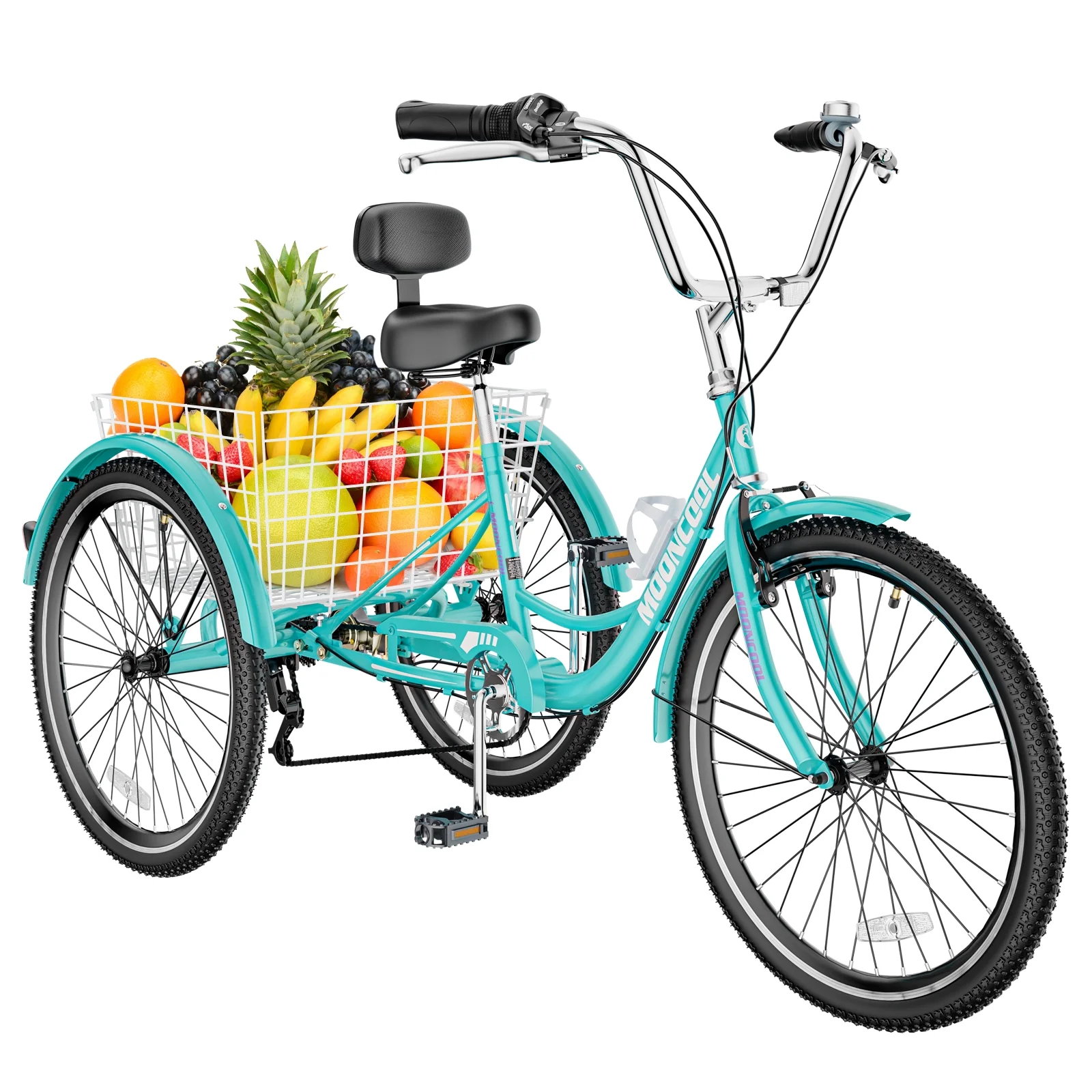 Adult Tricycle 20/24/26 in 7 Speed, Three Wheel Bicycle for Adult, Trike Cruiser W/ Tools & Big Basket for Exercise Shopping Picnic Outdoor Activities