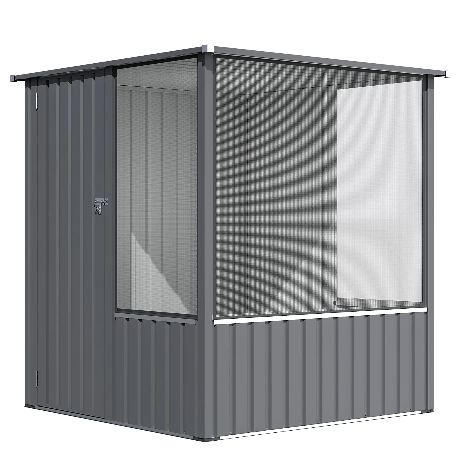 AECOJOY 5x5 FT Storage Shed, Metal Sheds & Outdoor Storage with Lockable Doors and Ventilated Mesh, Utility Garden Tool Shed