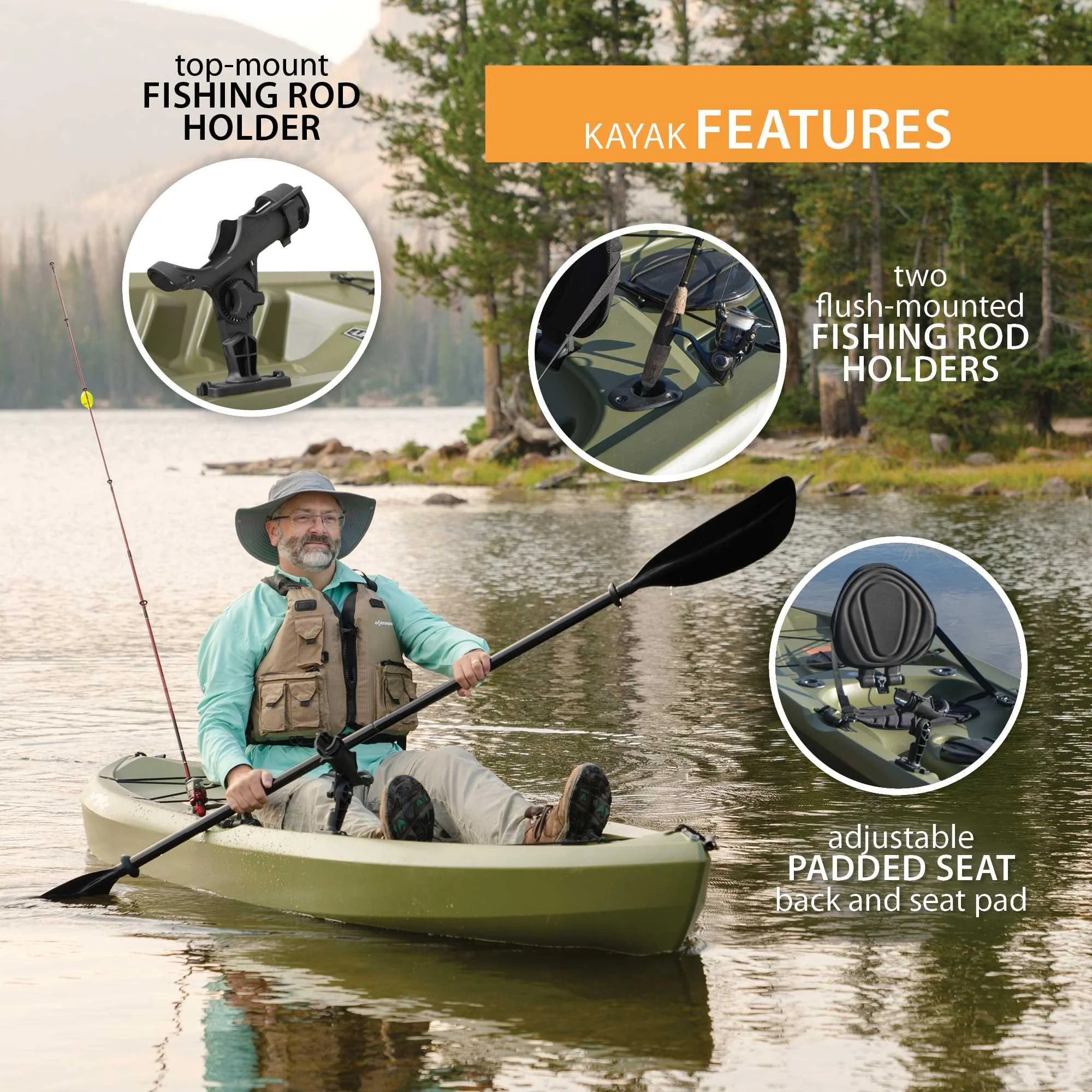Lifetime Tamarack Angler 10 Ft. Fishing Kayak, Volcano Fusion (91340)