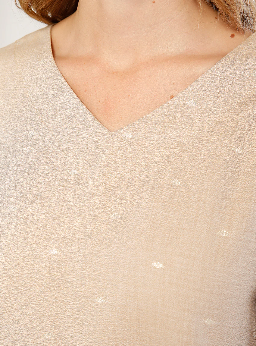 Tunique femme beige forme trapèze en coton