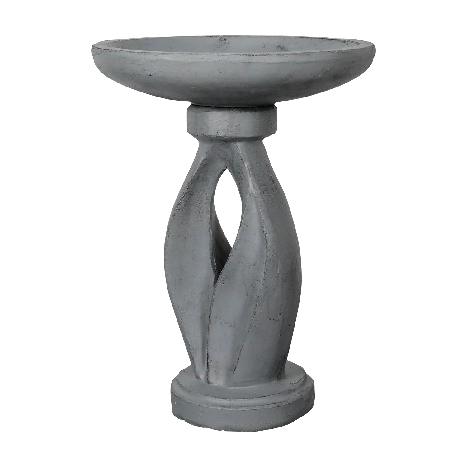 21.8 Inch Height Outdoor Bird Bath Fibre Reinforced Concrete Large Bird Bath Stylish with Curved Pedestal for Garden, Patio, Backyard, Lawn - Image 8