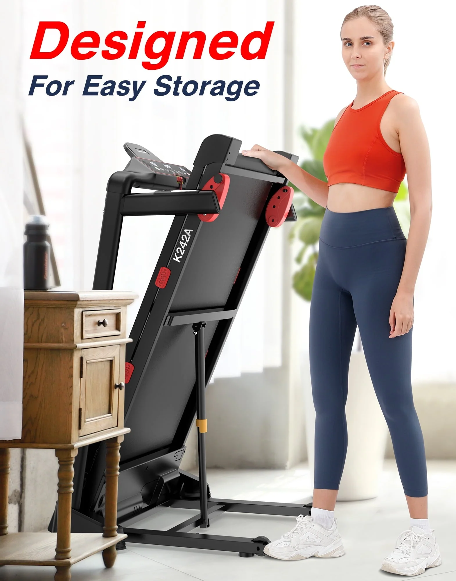 Folding Treadmill Clearance for Home with Adjustable Incline, Smart APP, 8MPH Speed, 250lbs, HiFi Bluetooth Speakers, 15 Programs 3 Modes, 3 0HP Foldable Compact Treadmill Walking Running Machine Image 10