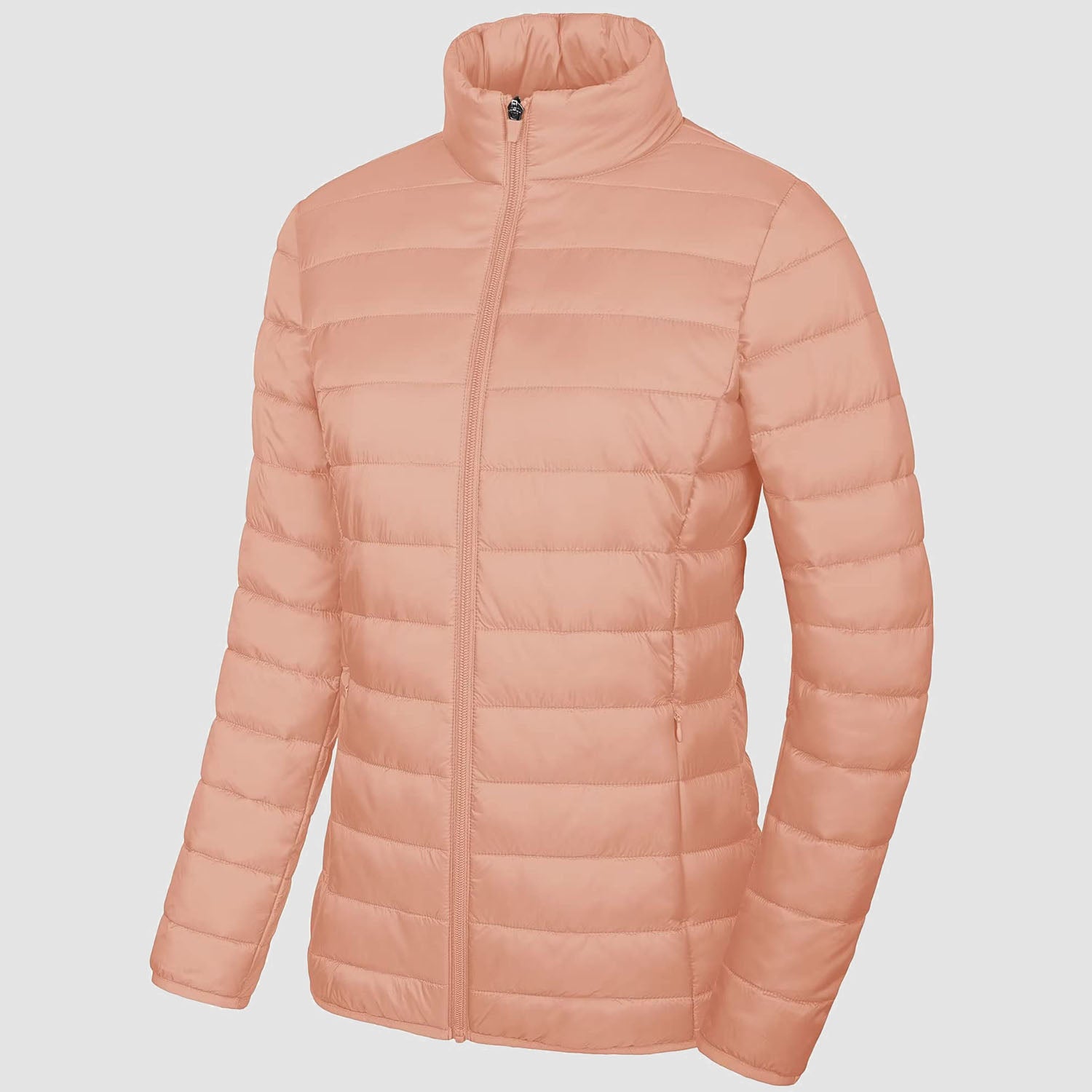Doudoune légère pour femme, col montant, fermeture éclair intégrale, doublure matelassée, manteau d'hiver