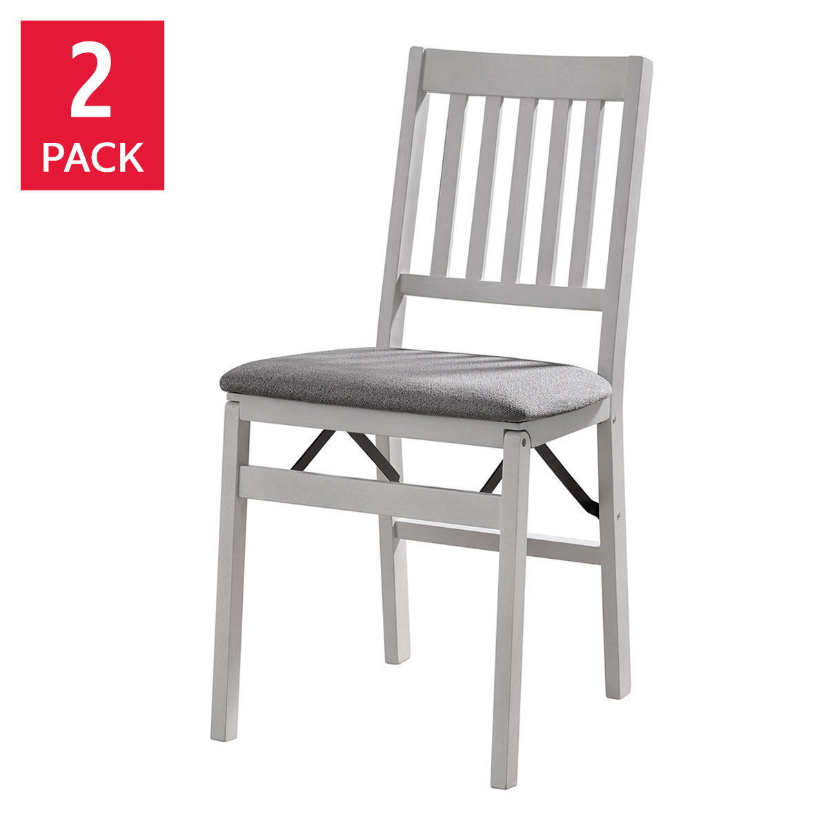 Stakmore Wood Upholstered Folding Chair, 2 - Pack