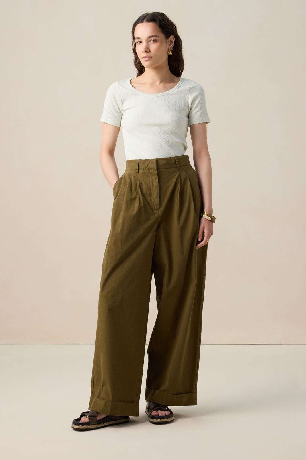 Lichtgroen rib T-shirt