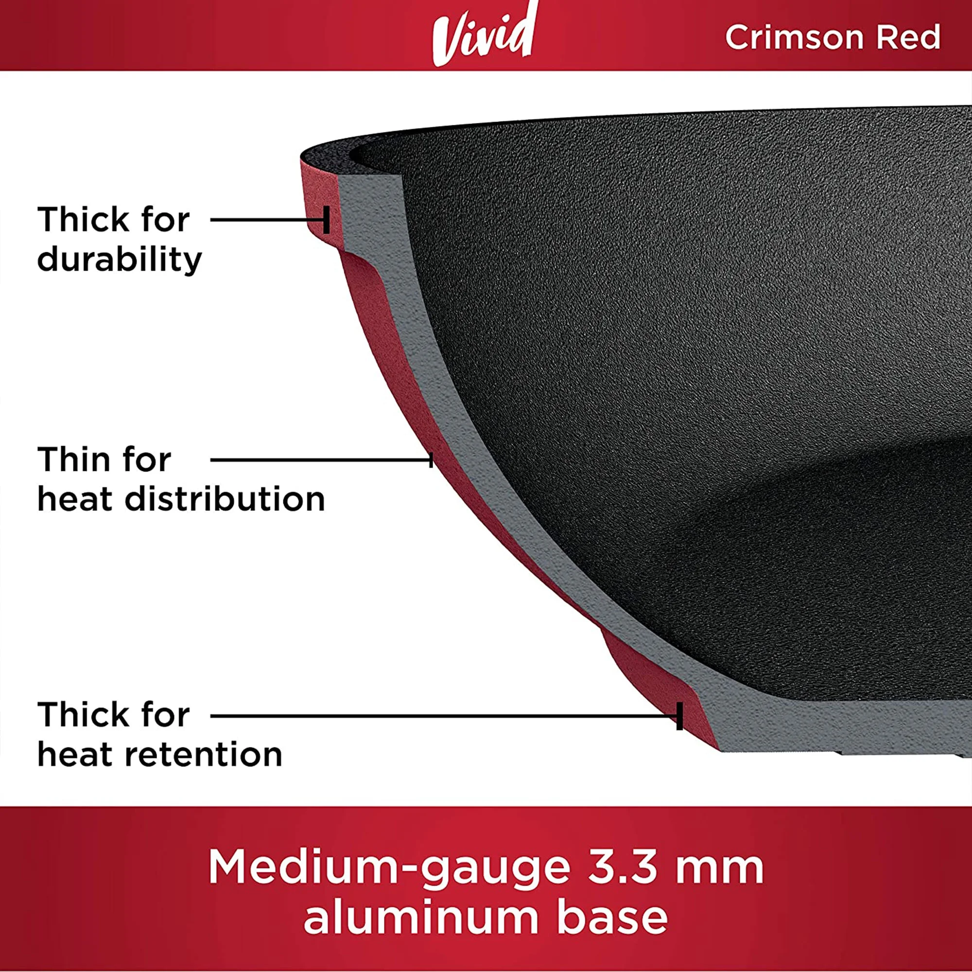 Foodi NeverStick Vivid Oven Safe 10 Piece Pots and Pans Cookware Set(Red) - Image 8