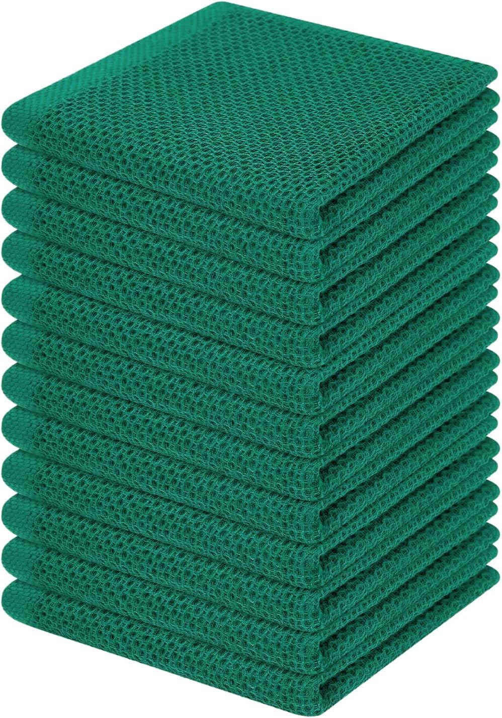 Homaxy 100% Cotton Waffle Weave Kitchen Dish Cloths 6-Pack, Dark Grey