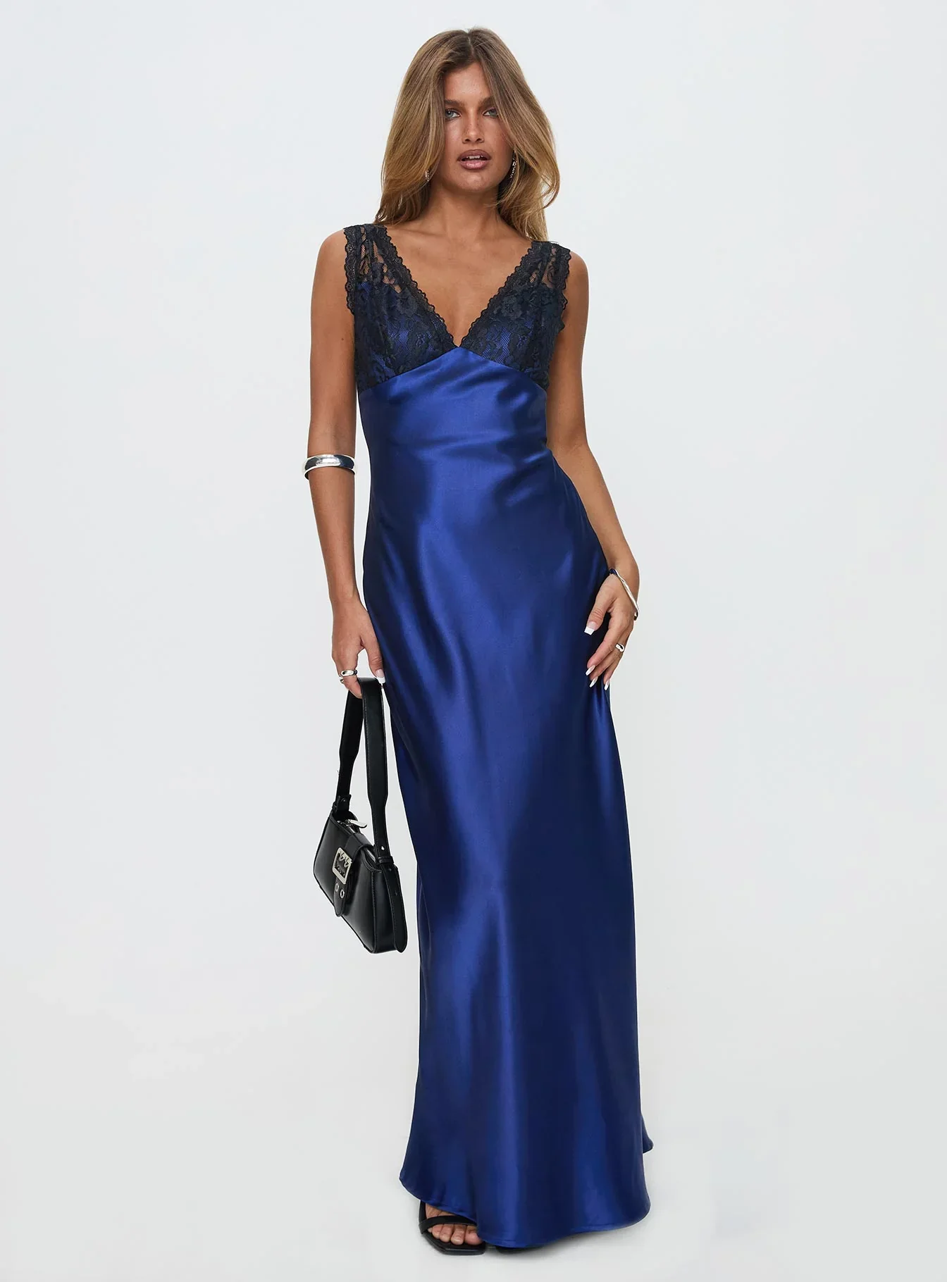 Voila Lace Maxi Dress Navy Black