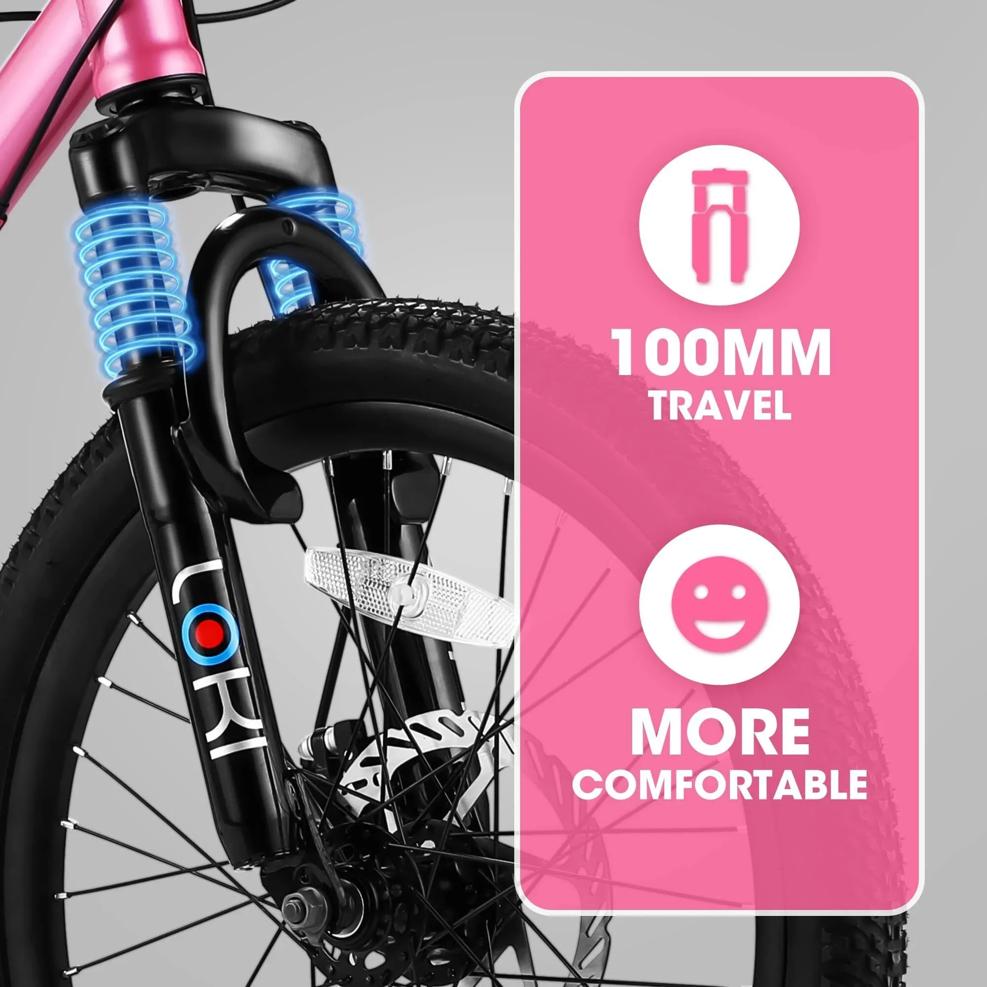 iYofe 20 Mountain Bike for Boys Girls, Bicycle for Kids with SHIMANO 7 Speed, Shock Absorbing Front Fork, Lightweight Bikes with V-Brakes for Outdoor Adventure, Blue