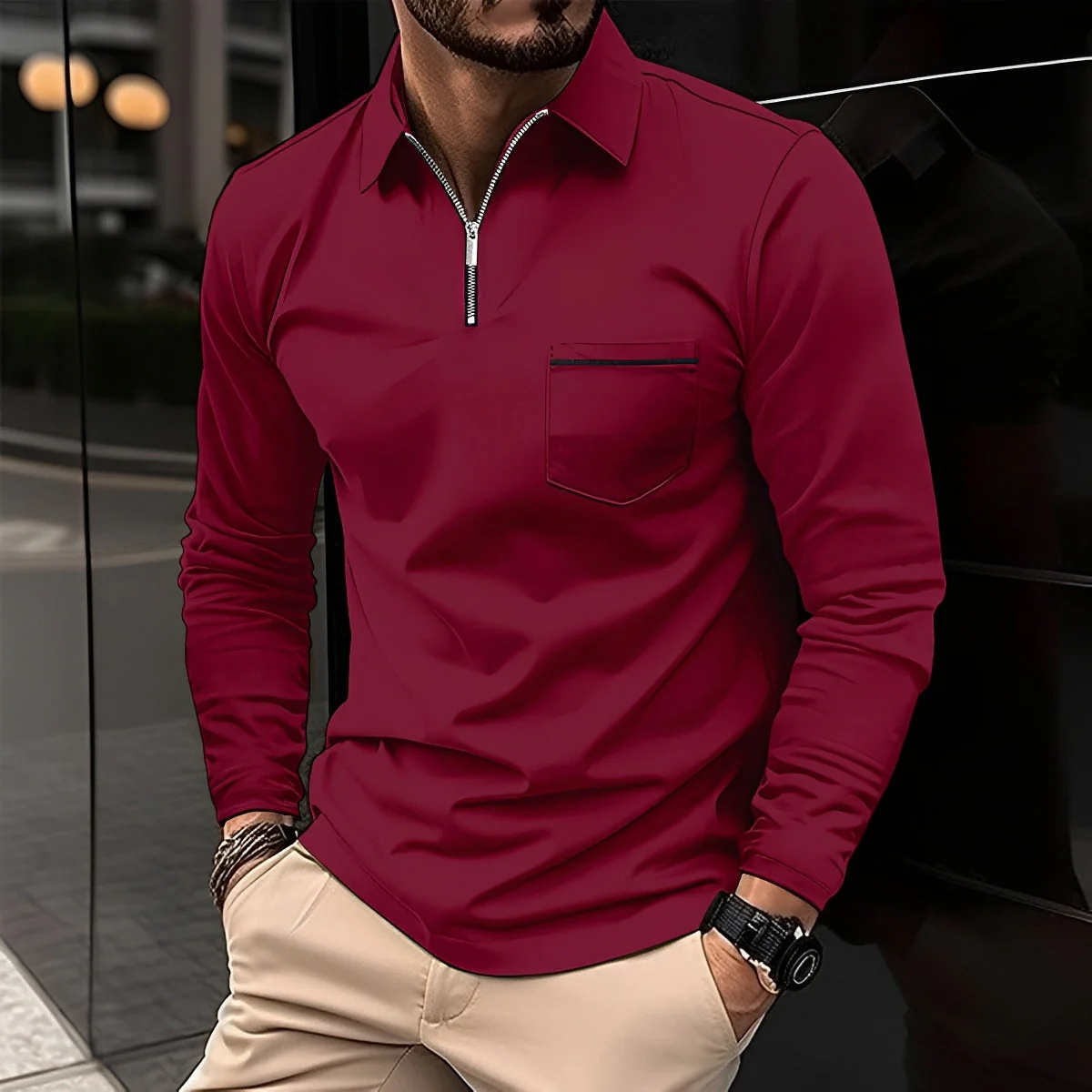 Jackson - Polo à Manches Longues Homme - pour Tenue Décontractée