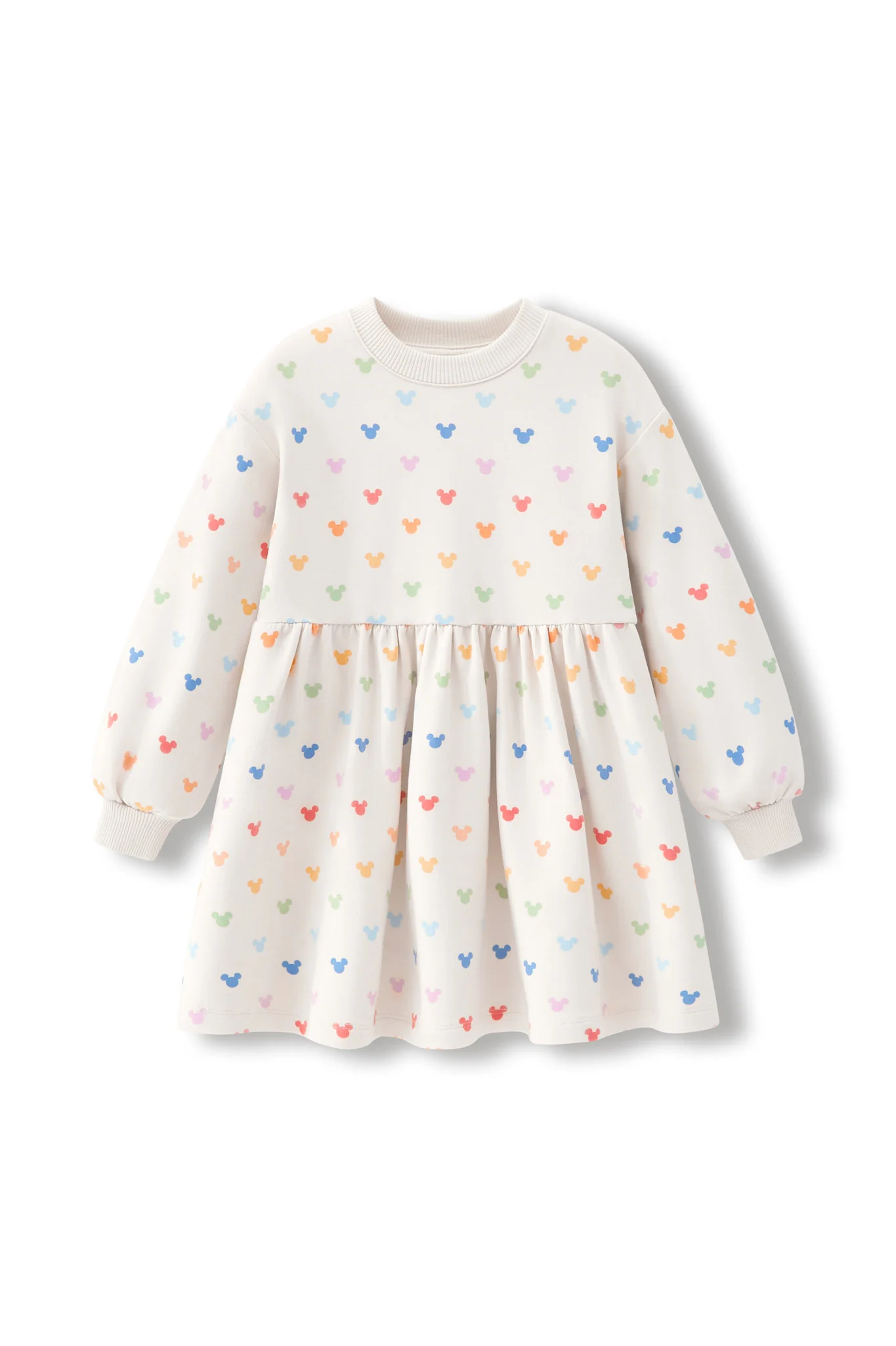 Long Sleeve Skater Dress in Pastel Mickey Mouse