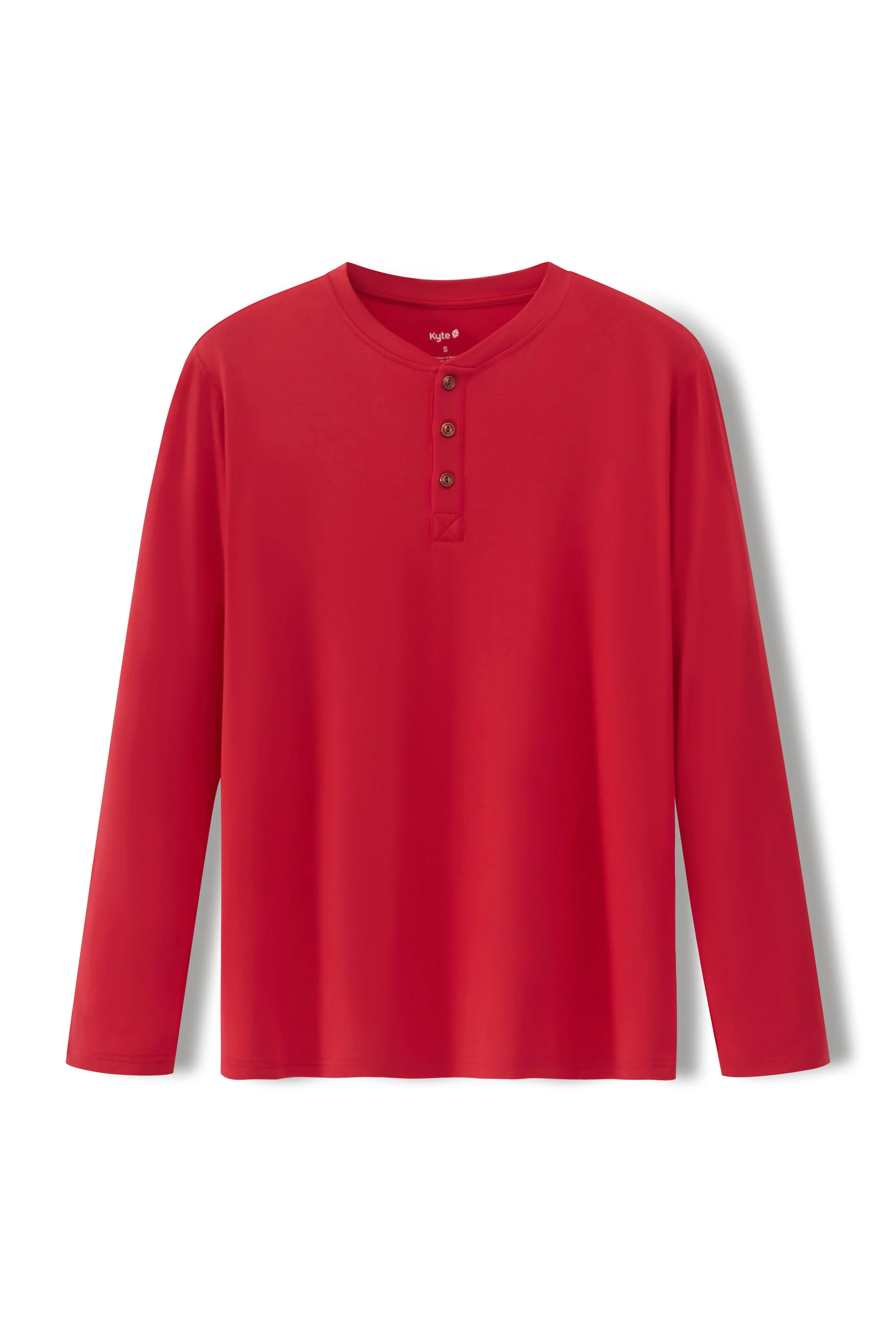 Men's Long Sleeve Henley Top in Cardinal