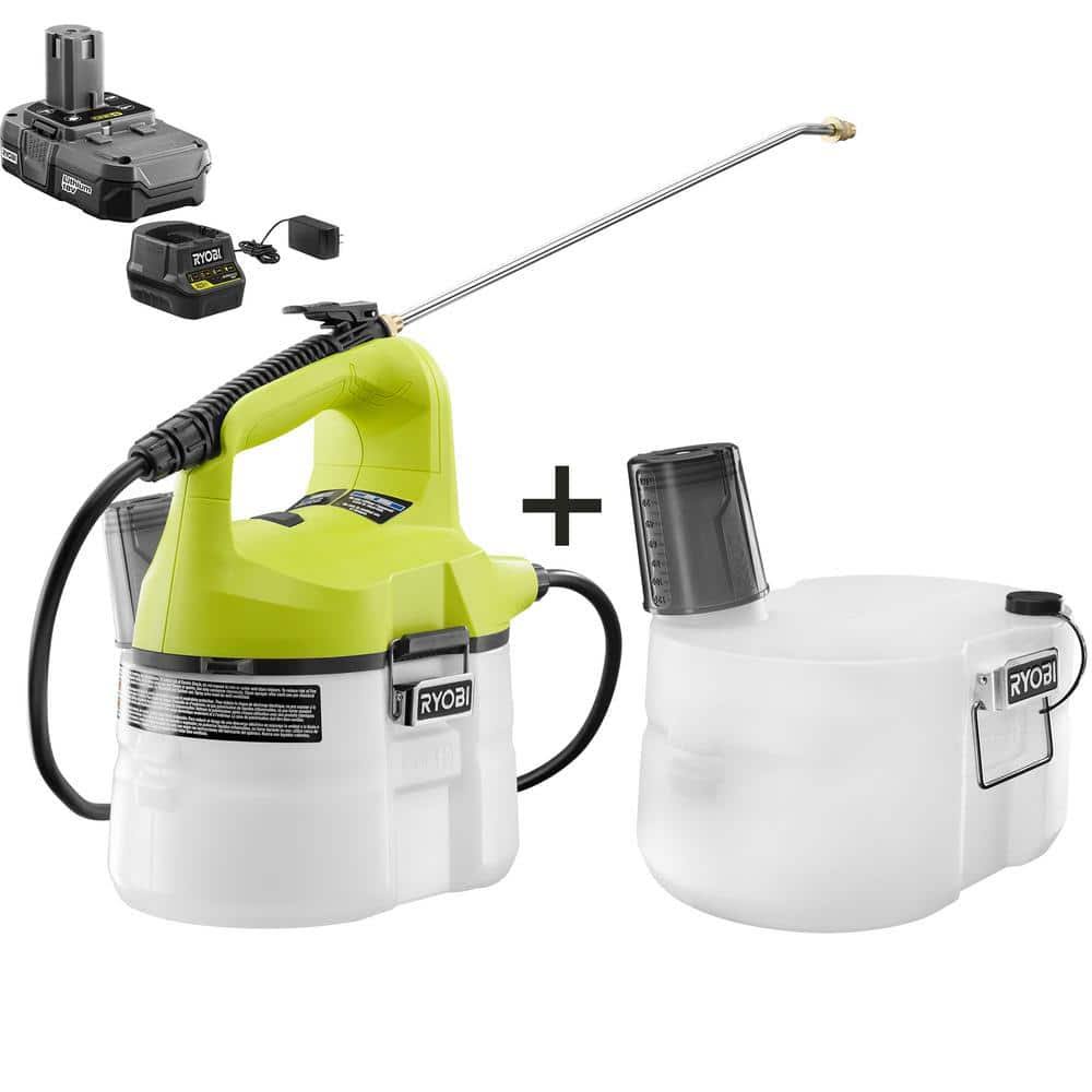 Ryobi P2810-1GAL One+ 18V Cordless Battery 1 gal. Chemical Sprayer with Extra Accessory Tank, 1.3 Ah Battery, and Charger