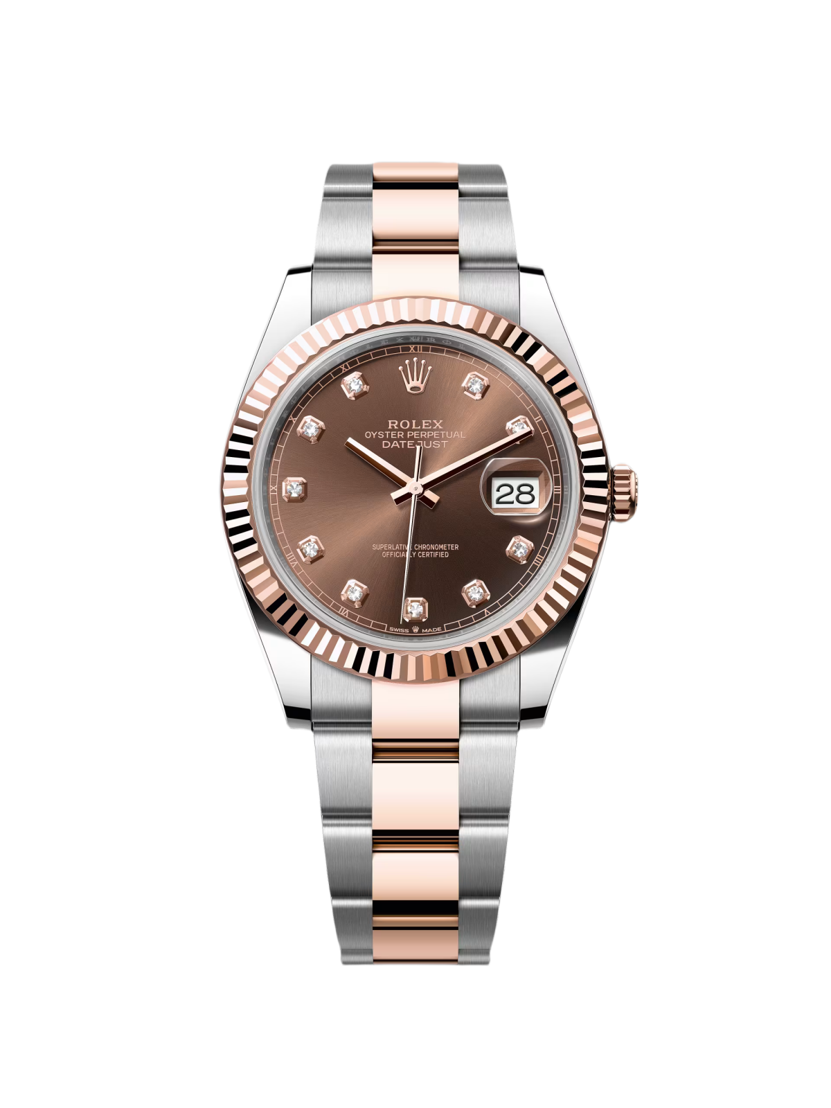 【Super Clone】RLX Datejust 41mm 126331 Datejust Chocolate Diamond Oyster Steel and Everose Gold Watch