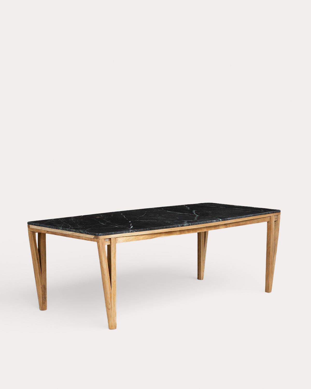 Mundy - Mesa de Comedor Rectangular de Mármol y Madera de Acacia (220x100 cm) Mundy