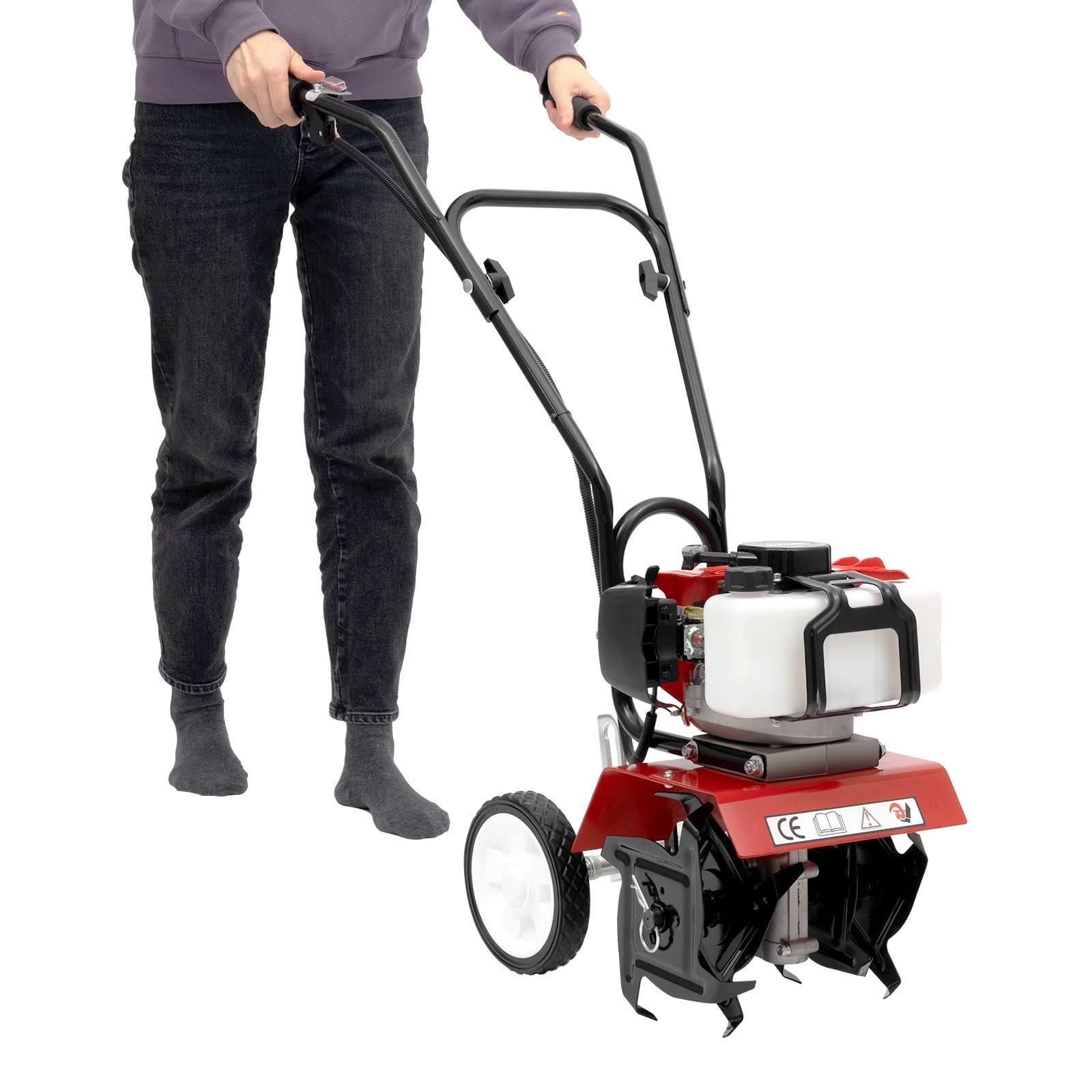 Miumaeov Garden Cultivator 52cc 2-Stroke Single-Cylinder Gasoline Engine Rototiller 1.9kW Mini Tiller Cultivator Farm Plant Tilling for Garden Lawn