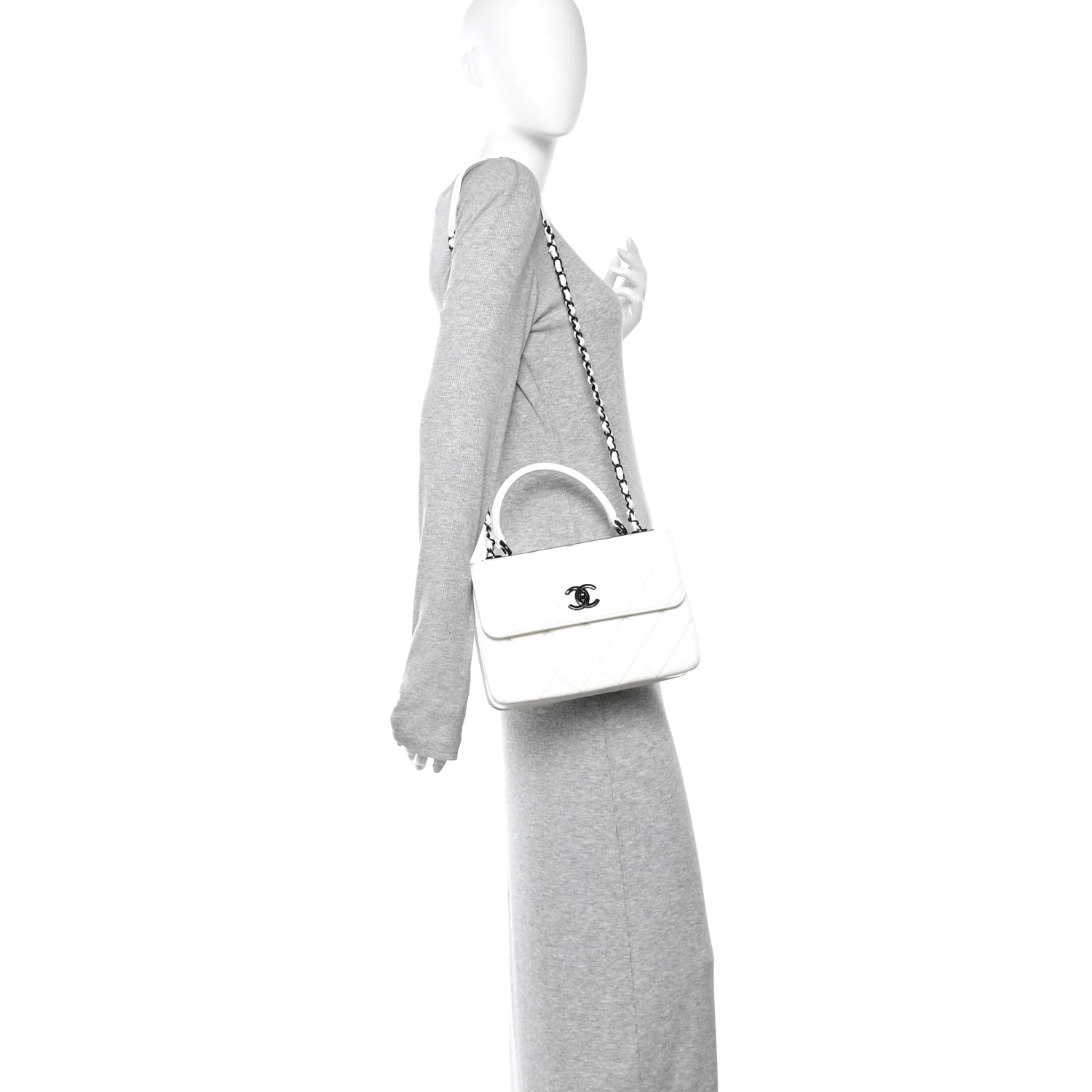 Lambskin Quilted Small Trendy CC Dual Handle Flap Bag White