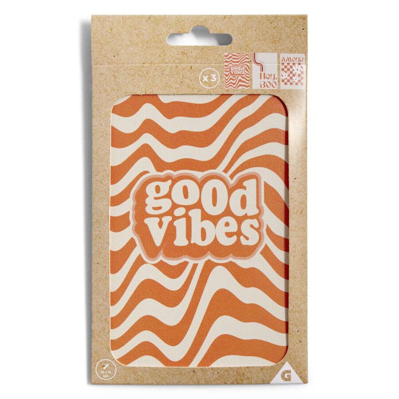 Lot de 3 affiches papier orange et blanc motifs rétro 10x15cm