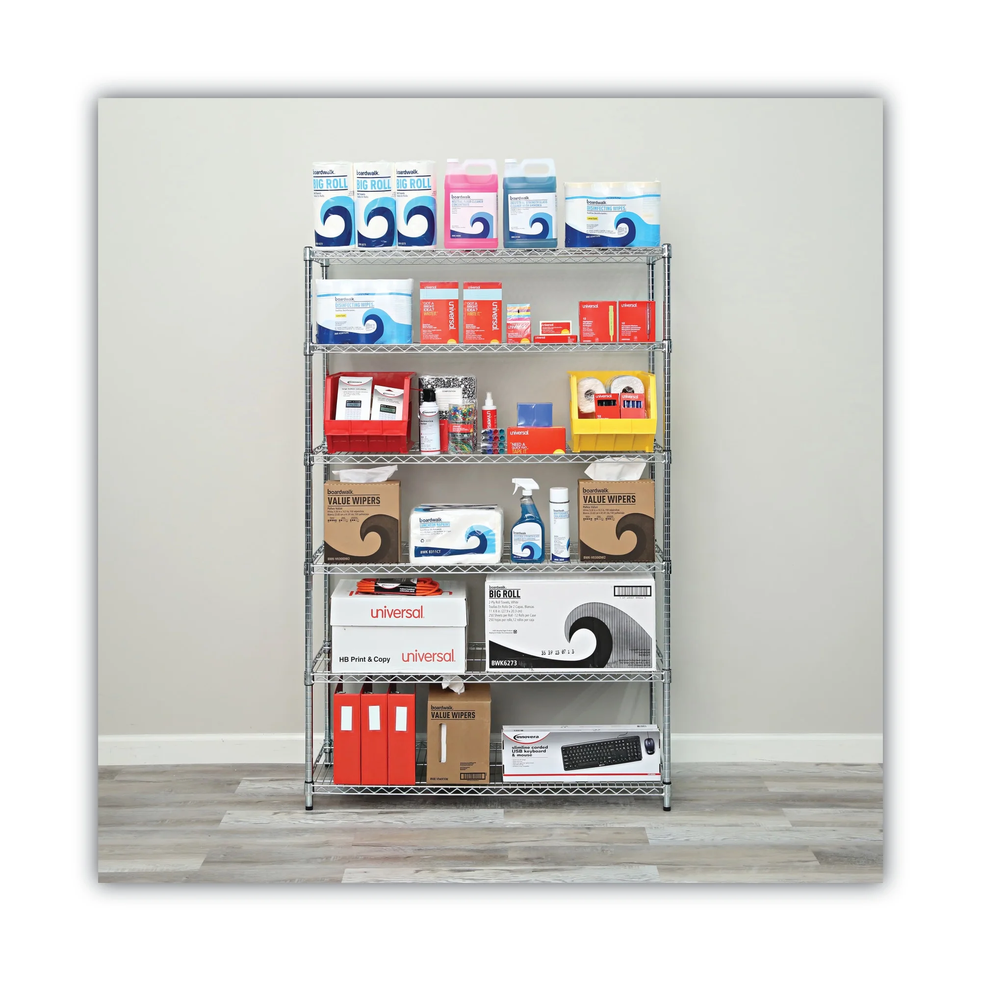 Alera NSF Certified 6 - Shelf Wire Shelving Kit, 48w x 18d x 72h, Silver