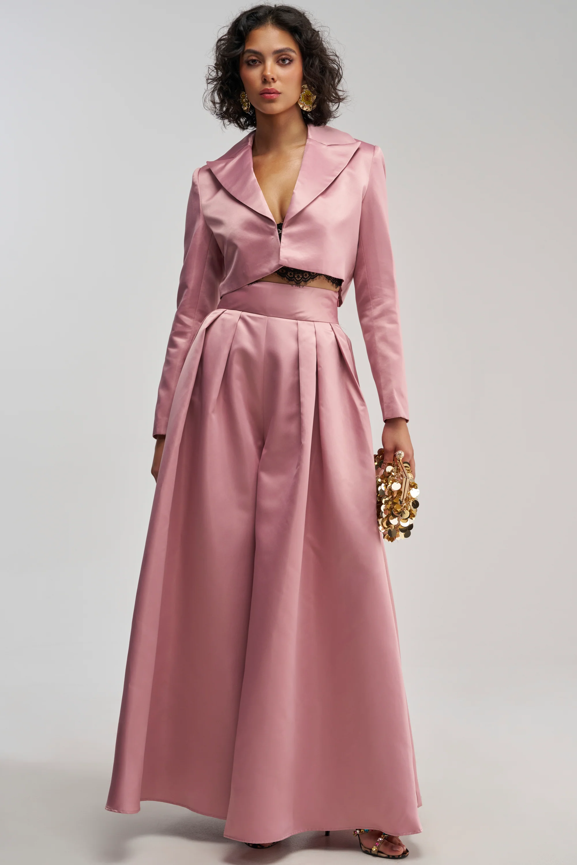 LILA SATIN TROUSER IN MAUVE - Akira Store