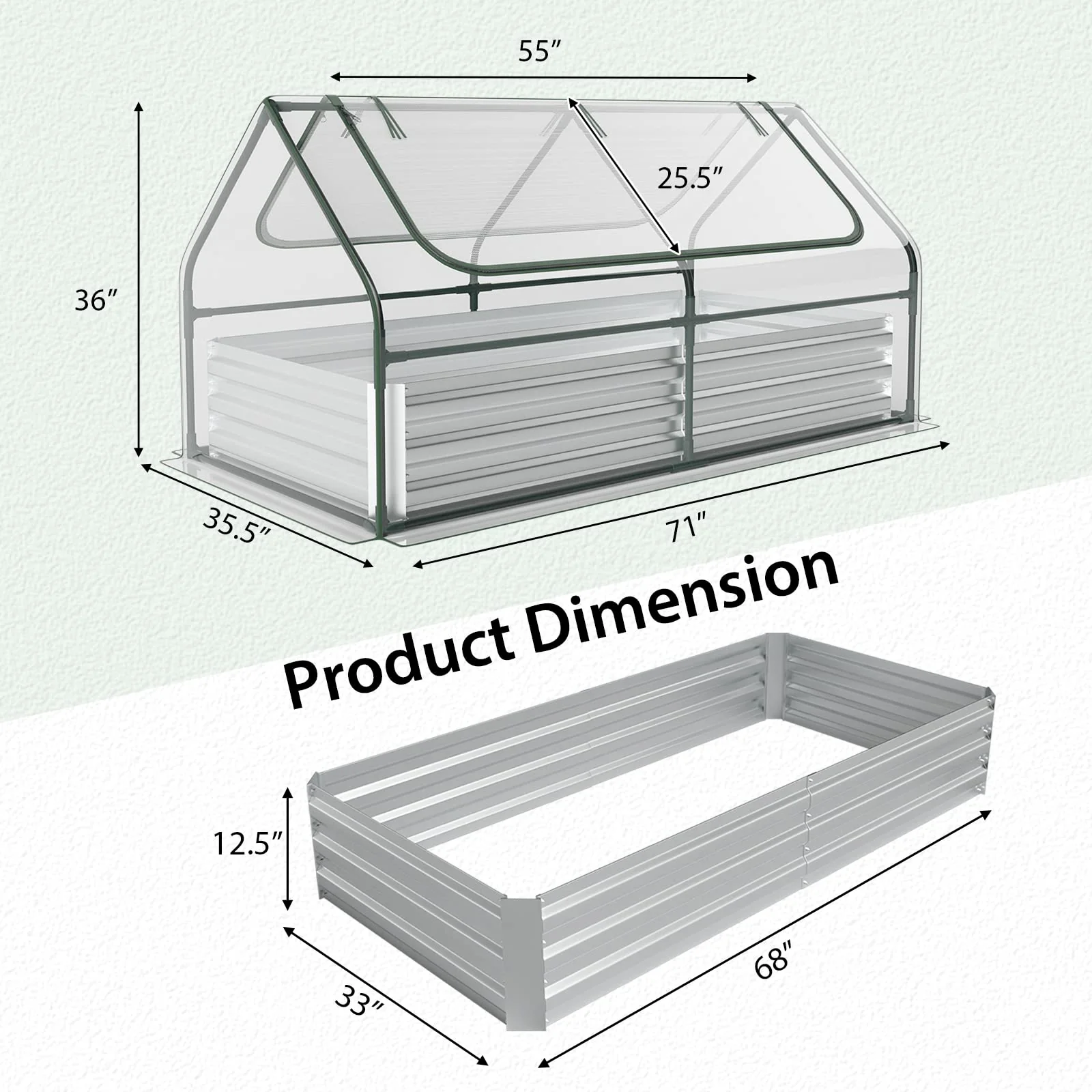 Eletriclife 71"x 35.5"x 36" Planter Raised Bed for Growing Flower Herb Vegetable Fruit