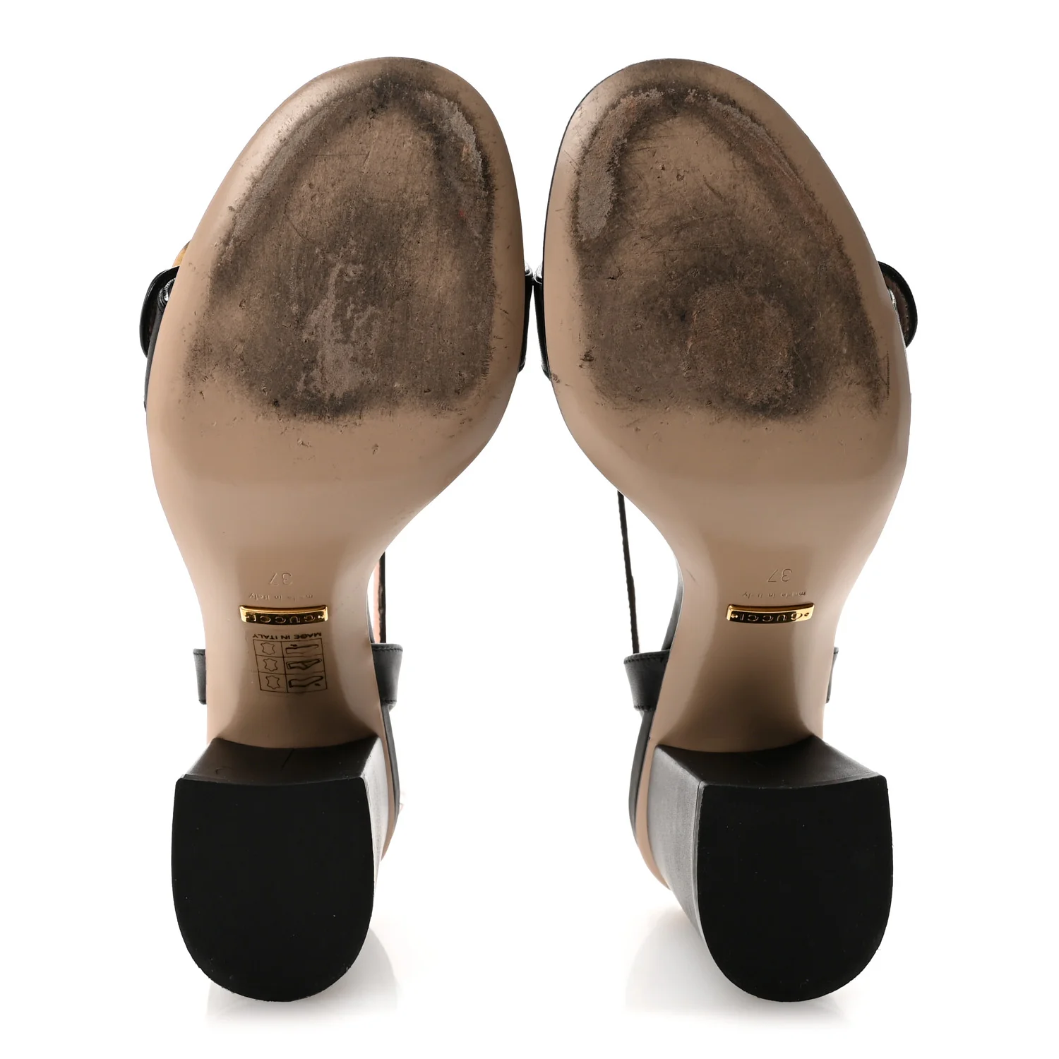 Lifford Calfskin GG Marmont Ankle Wrap 105mm Sandals 37 Black