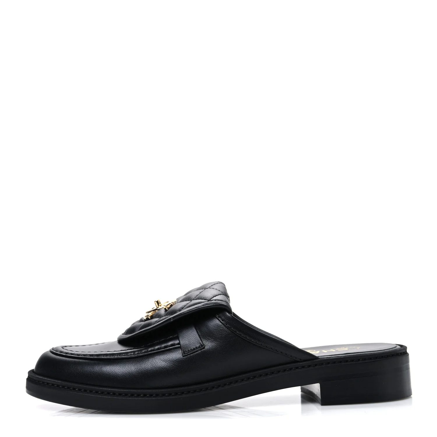 Lambskin Quilted CC Turnlock Mules 40 Black