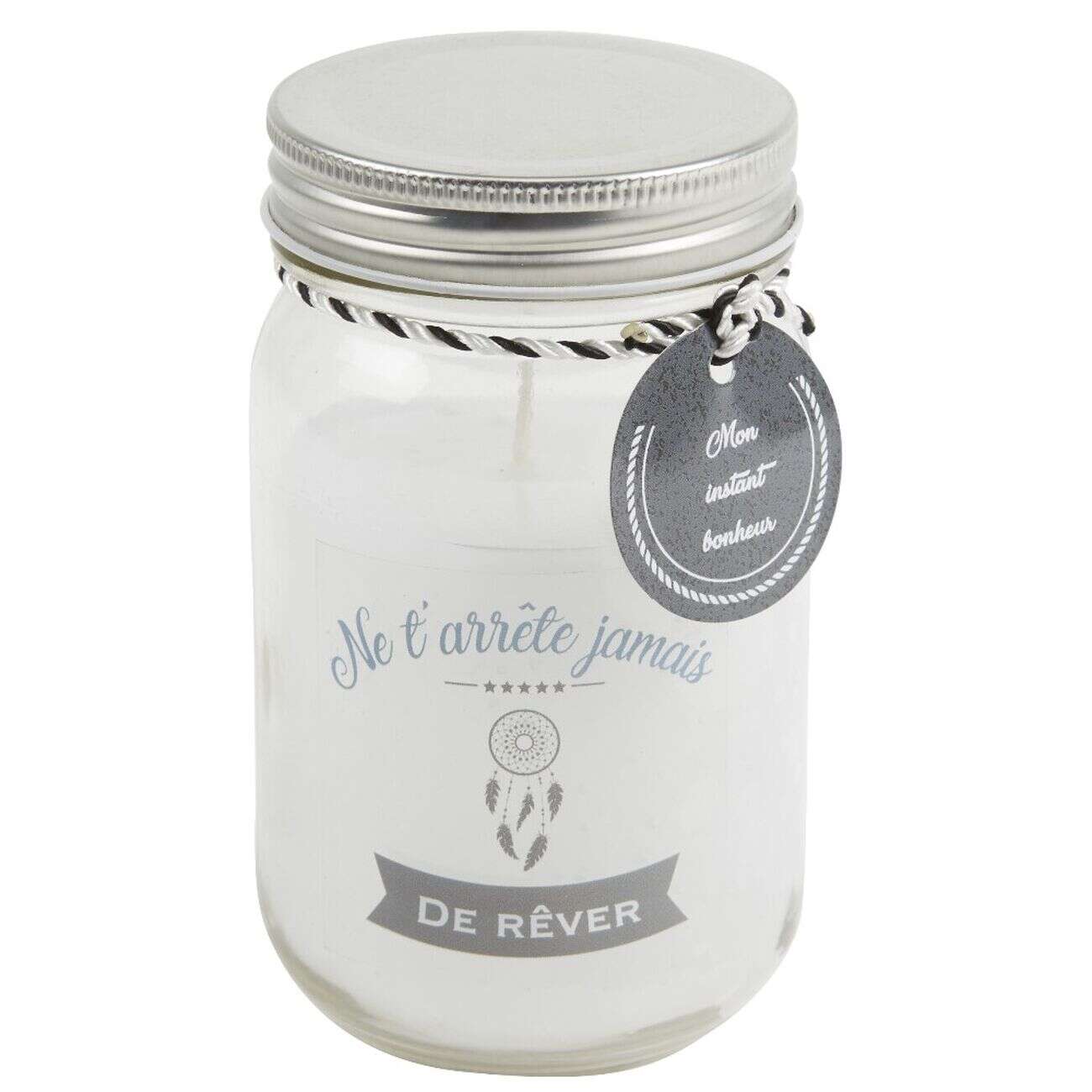 Bougie dans bocal avec couvercle Mon instant bonheur