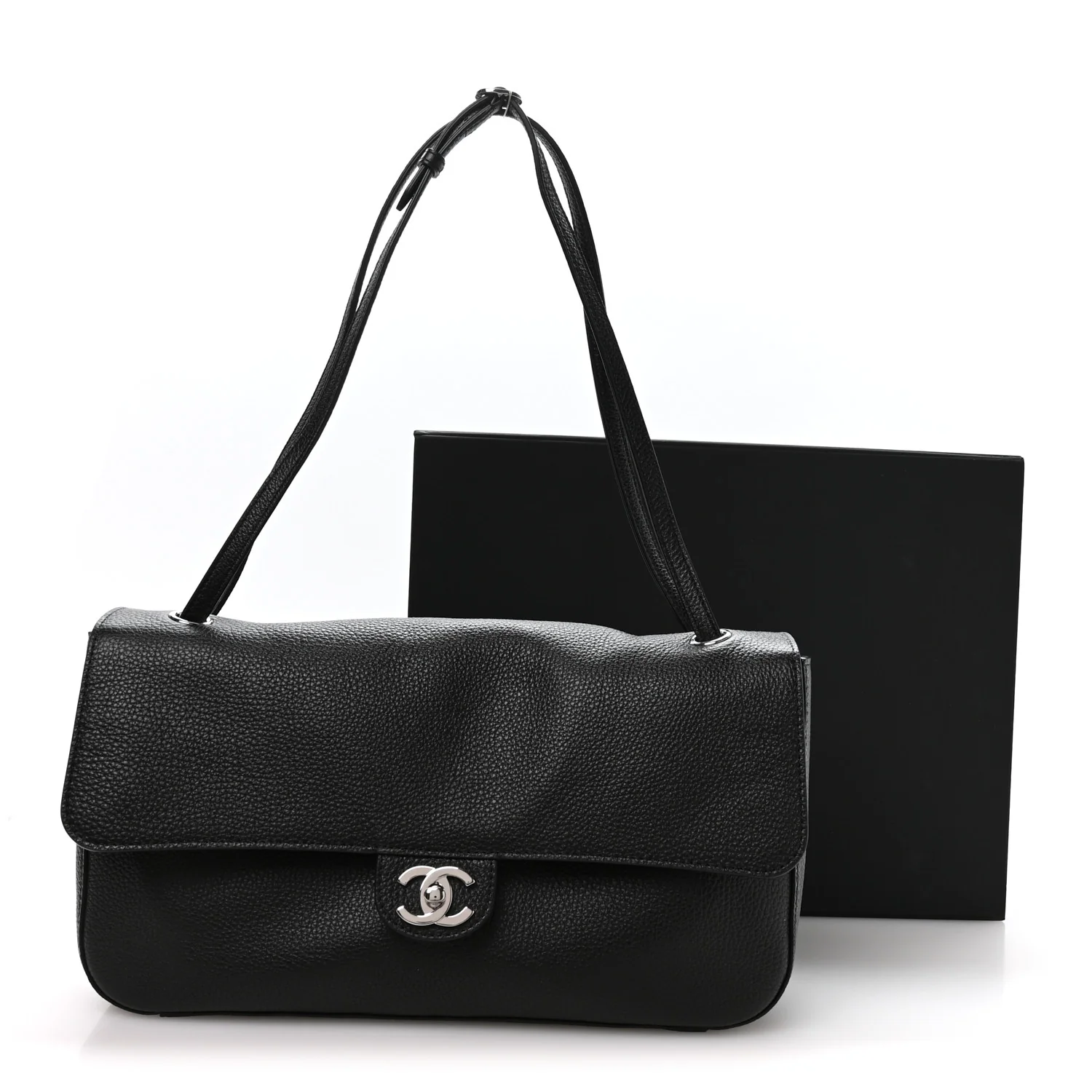 Grained Calfskin Small Souplissimo Maxi Flap Black
