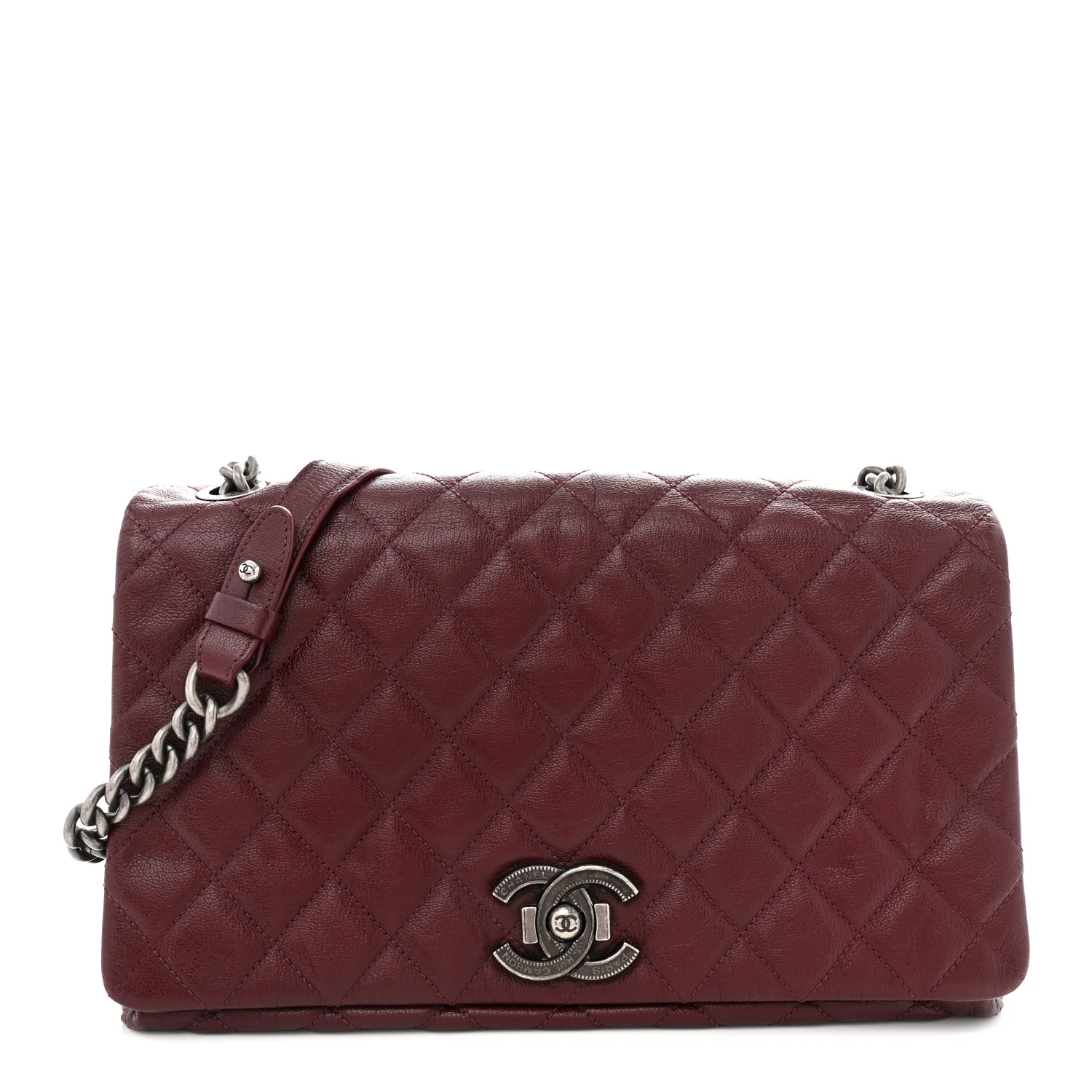 Goatskin Quilted Large City Rock Flap Burgundy