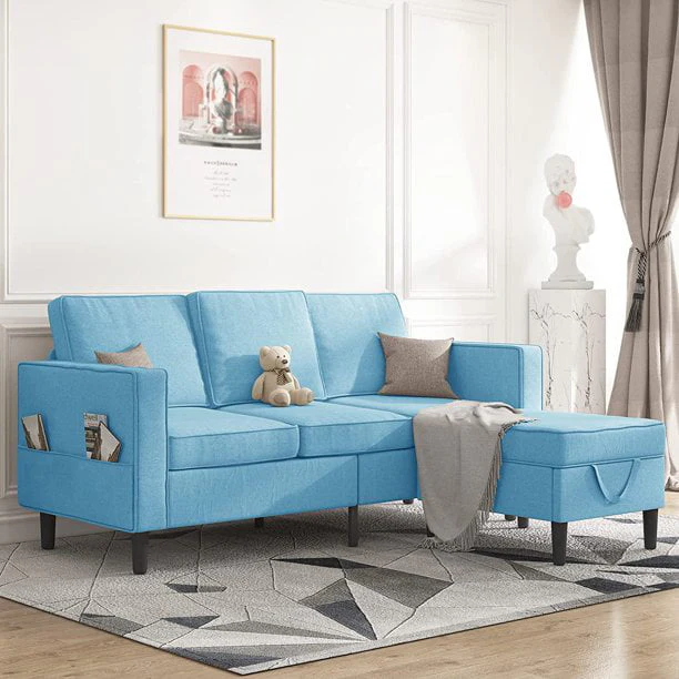 Convertible Sectional Sofa Couch, L Shaped Couch with Storage Ottoman, Couches for Living Room, Living Room Furniture Suitable for Small Space Apartment/Upstairs Loft/Living Room (Dark Gray)(Beige) Image 4