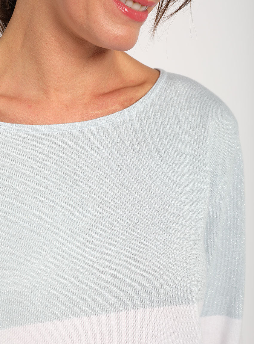 Pull femme rayé bleu pacifique