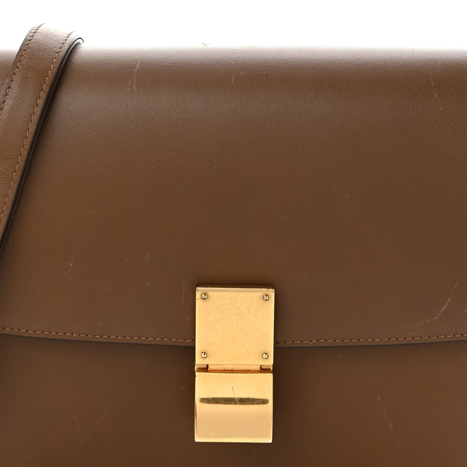 Box Calfskin Medium Classic Box Flap Bag Camel