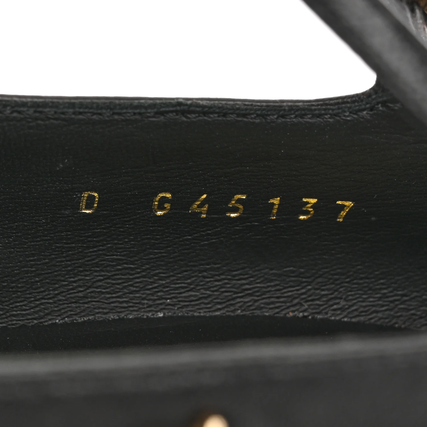 Lambskin Patent Cap Toe Charms Mary Jane Pumps 36.5 Black