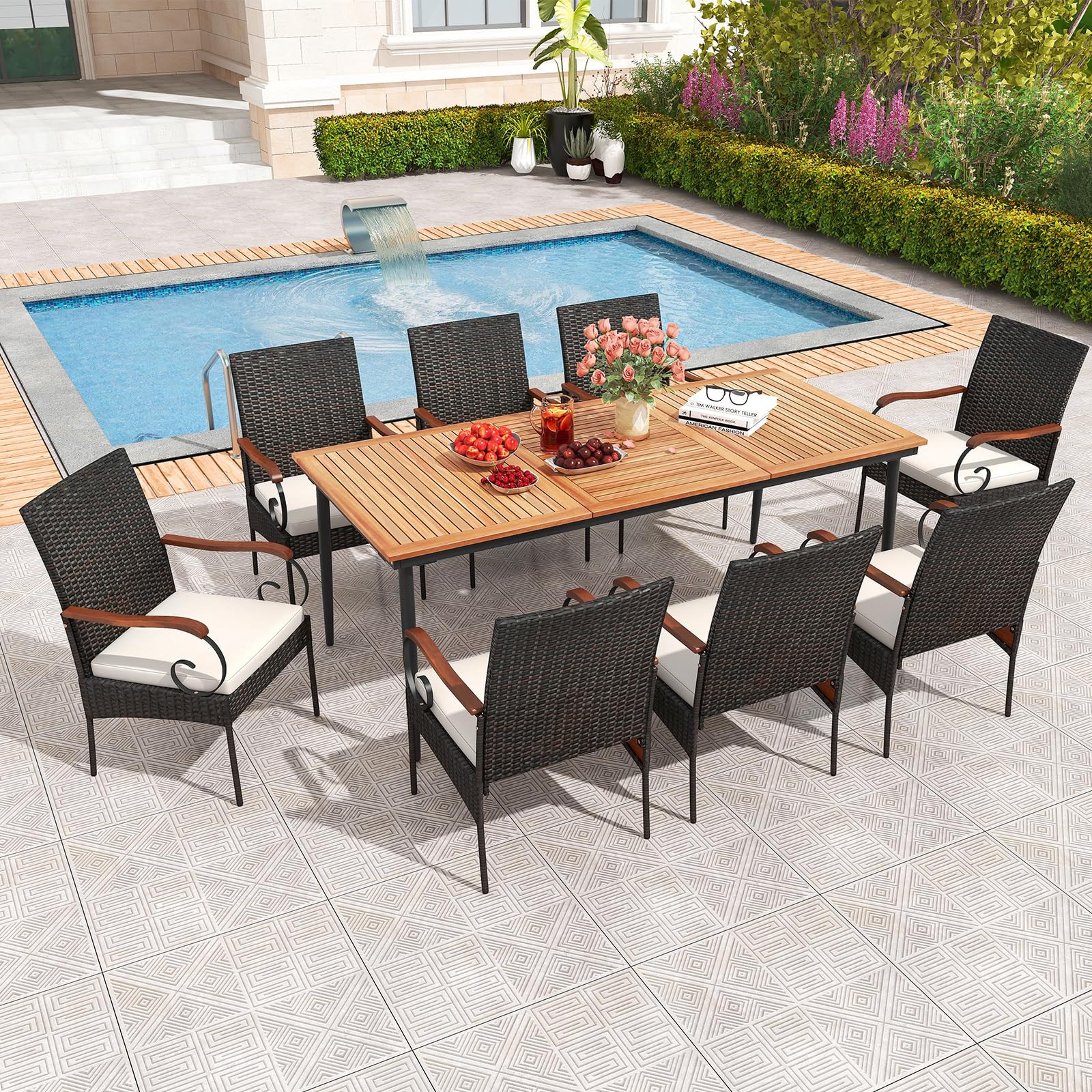 Tangkula 9-Piece Patio Dining Set, 79