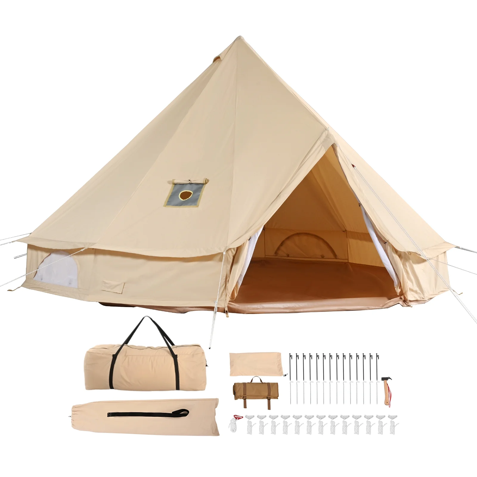 Canvas Bell Tent 6m/19 68ft 4 Season Camping Yurt Tent with Stove Jack Image 9