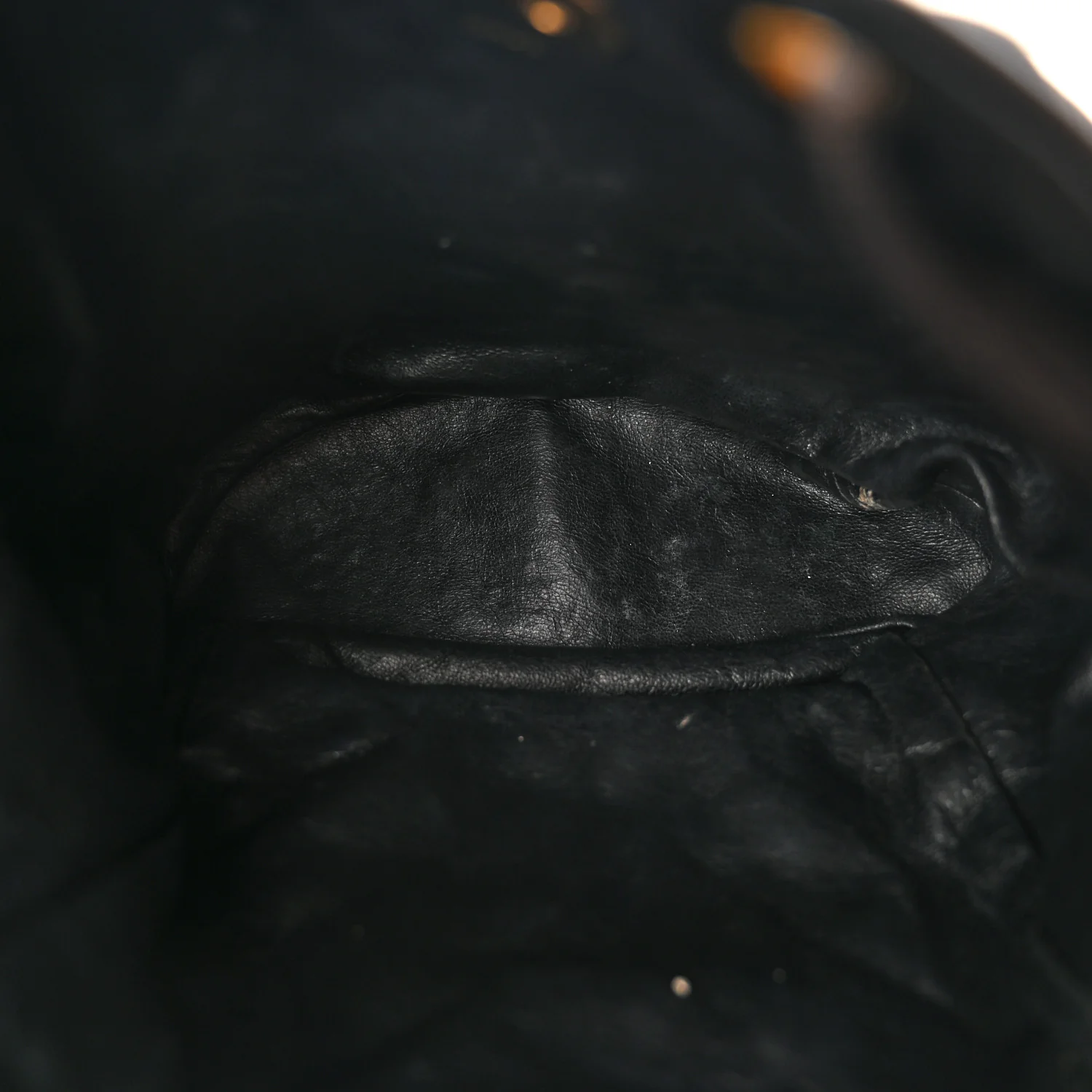 Lambskin Quilted Drawstring Backpack Black