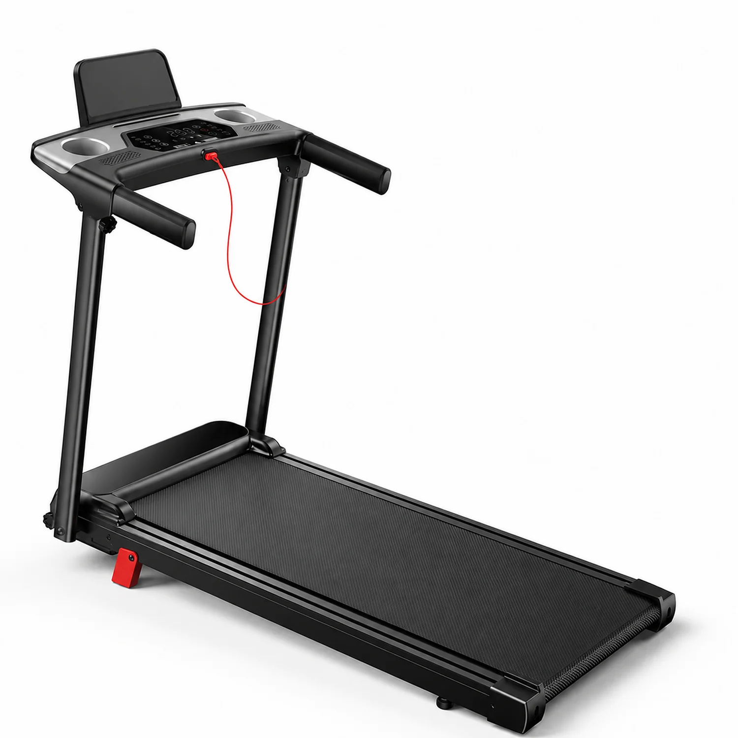 Foldable Electric Treadmill with 10% Manual Incline, 3 HP Motor and LED Display, Black