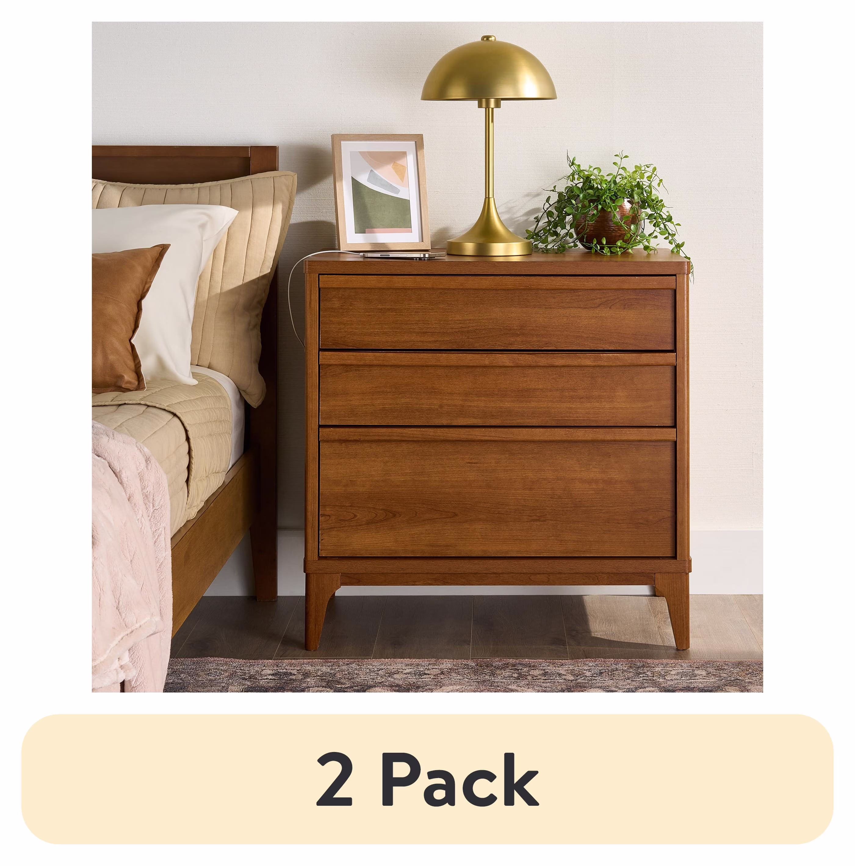 Greyson 3-Drawer Nightstand with USB, Acorn Finish(Single) - Image 4