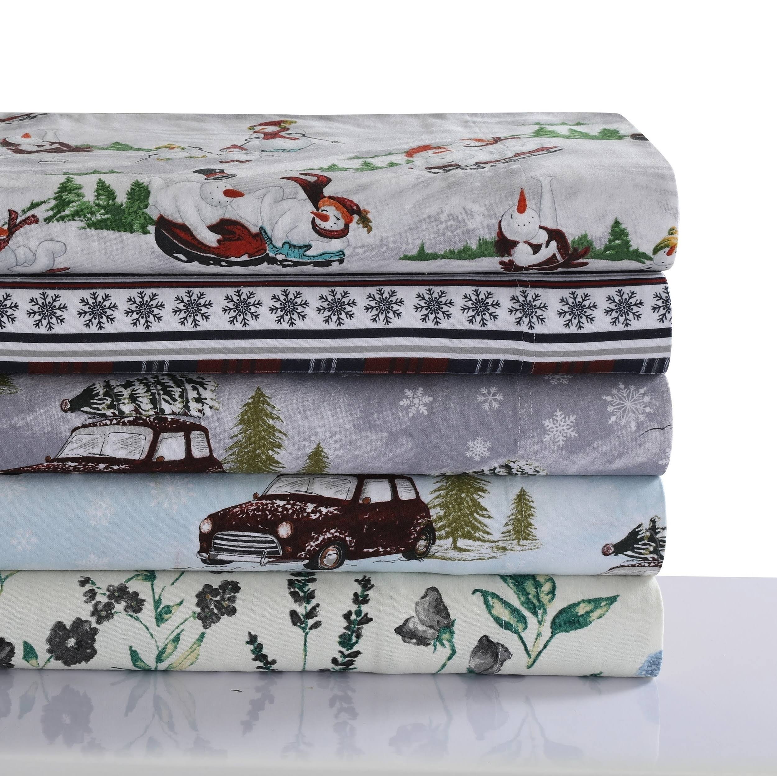 Tribeca Living Printed Flannel Extra Deep Pocket Sheet Set
