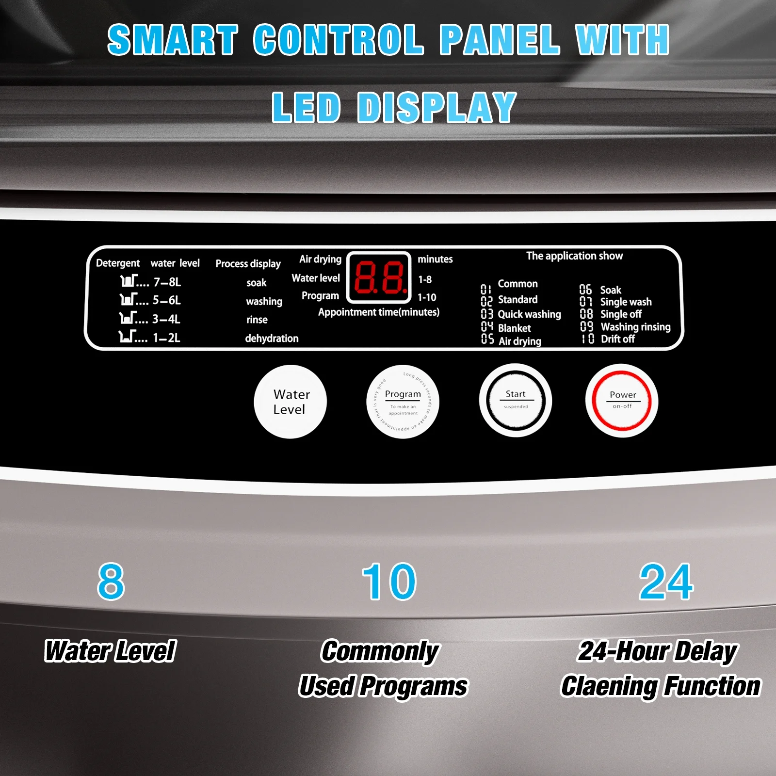 Portable Washer and Dryer Set, 17.6LBS Compact Washing Machine 8.8LBS Compact Dryer(GrayWhite) - Image 3