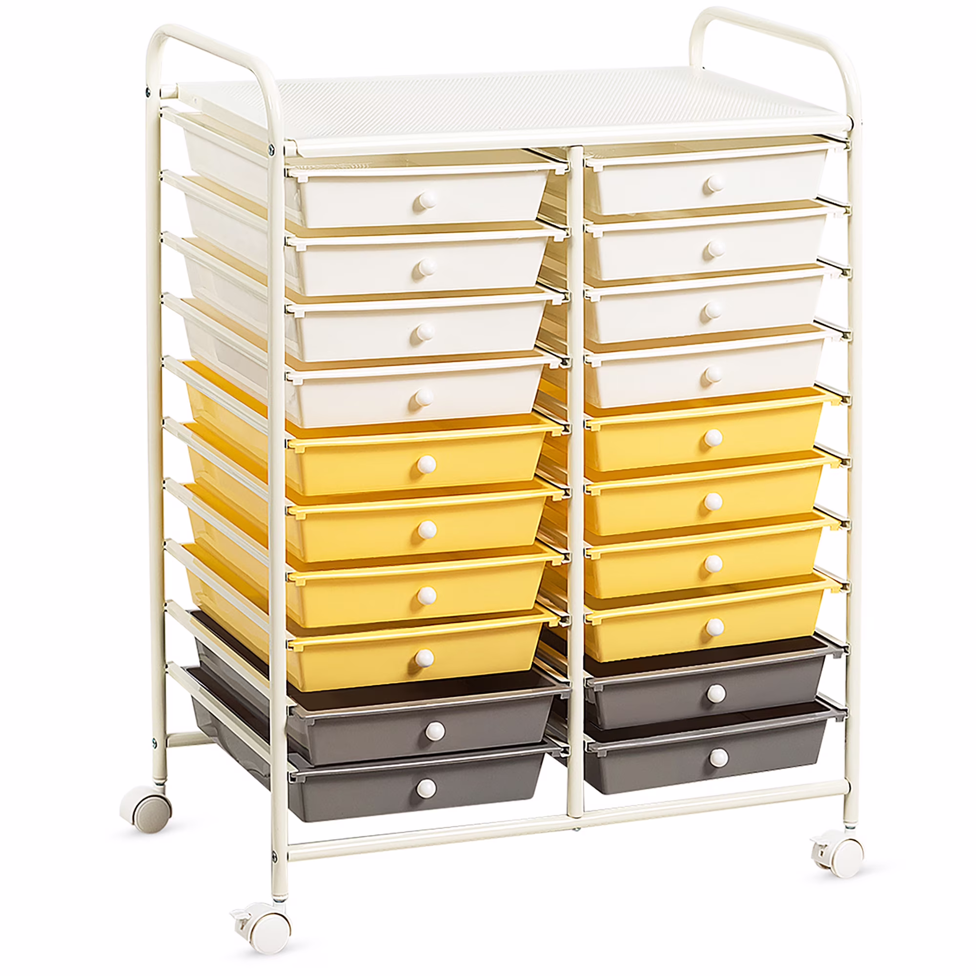 20 Drawer Rolling Storage Cart Tools Scrapbook Paper Office School Organizer Yellow(Yellow)