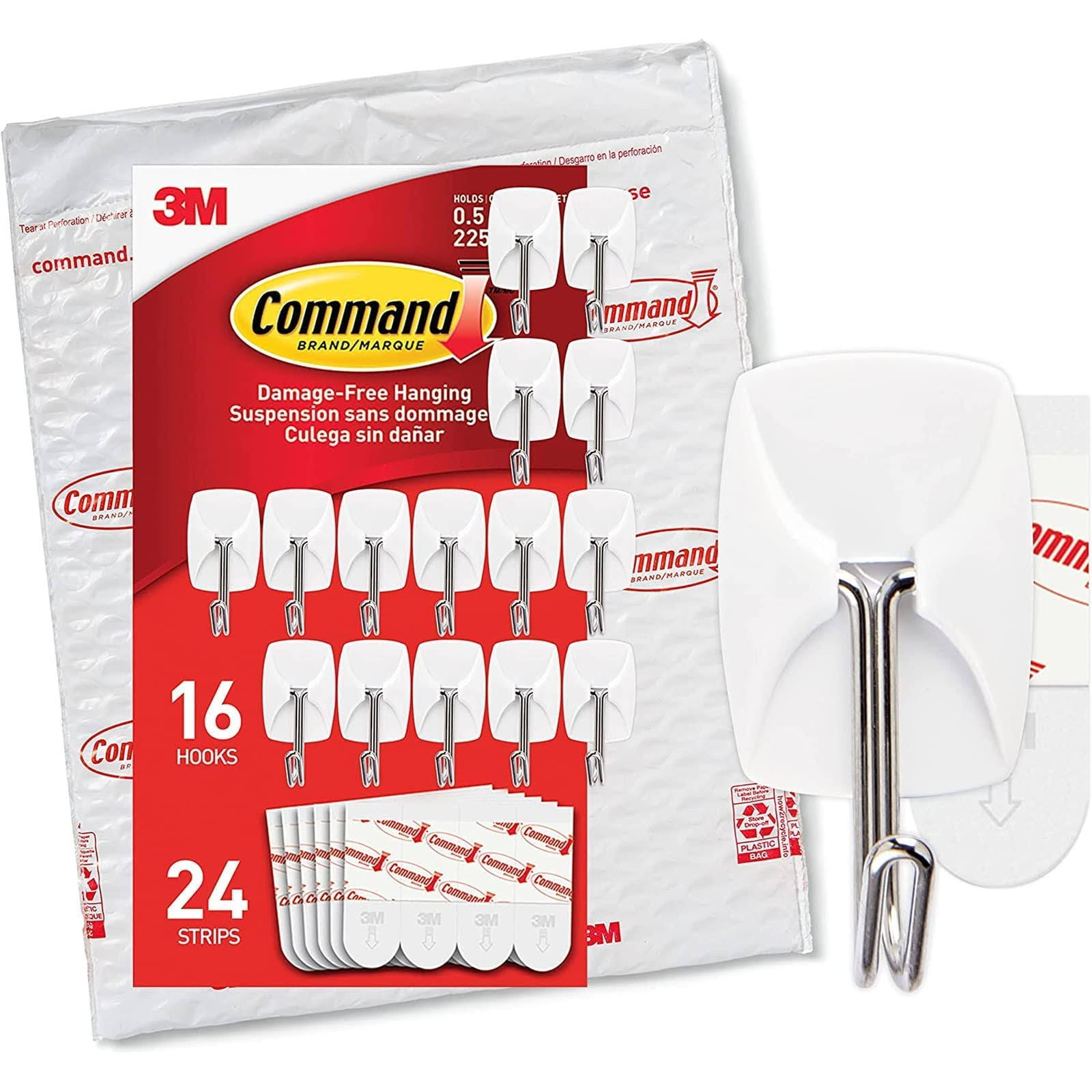 Command Small Wire Hooks, 16 Hooks, 24 Strips
