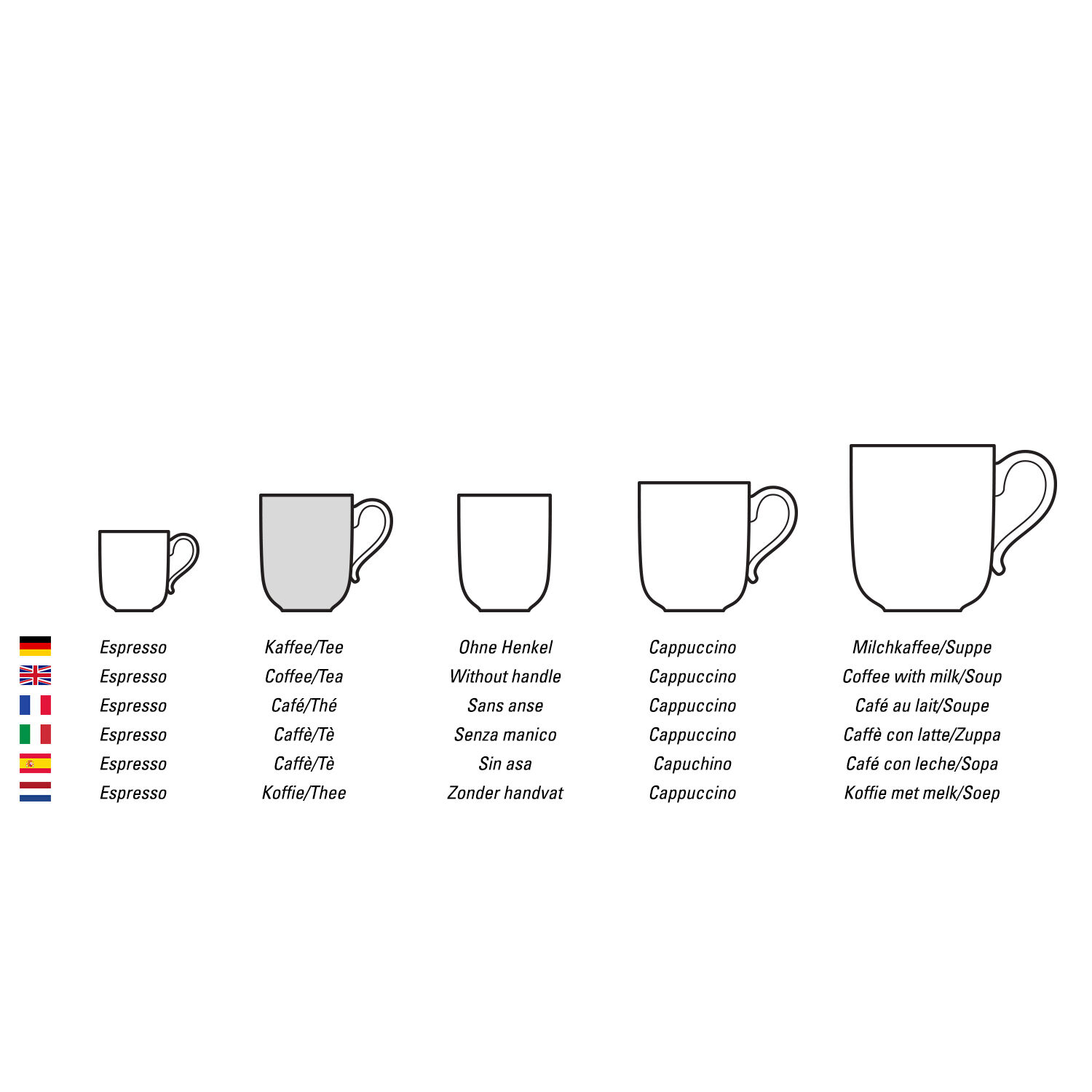 Vieux Luxembourg Coffee/ Tea Cup - White, 5.1 oz, Premium Porcelain