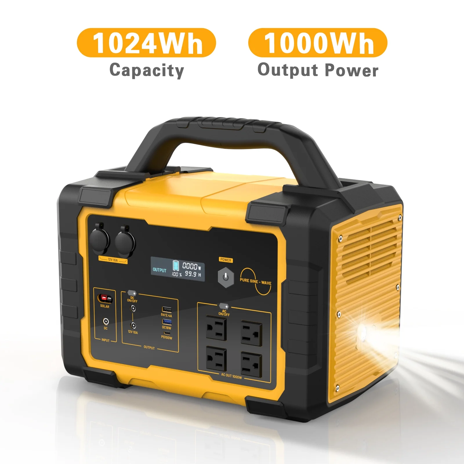 1000W Portable Power Station 1024Wh Solar Generator with AC Outlet for Home Use,Camping,Emergencies(1000 W) - Image 9