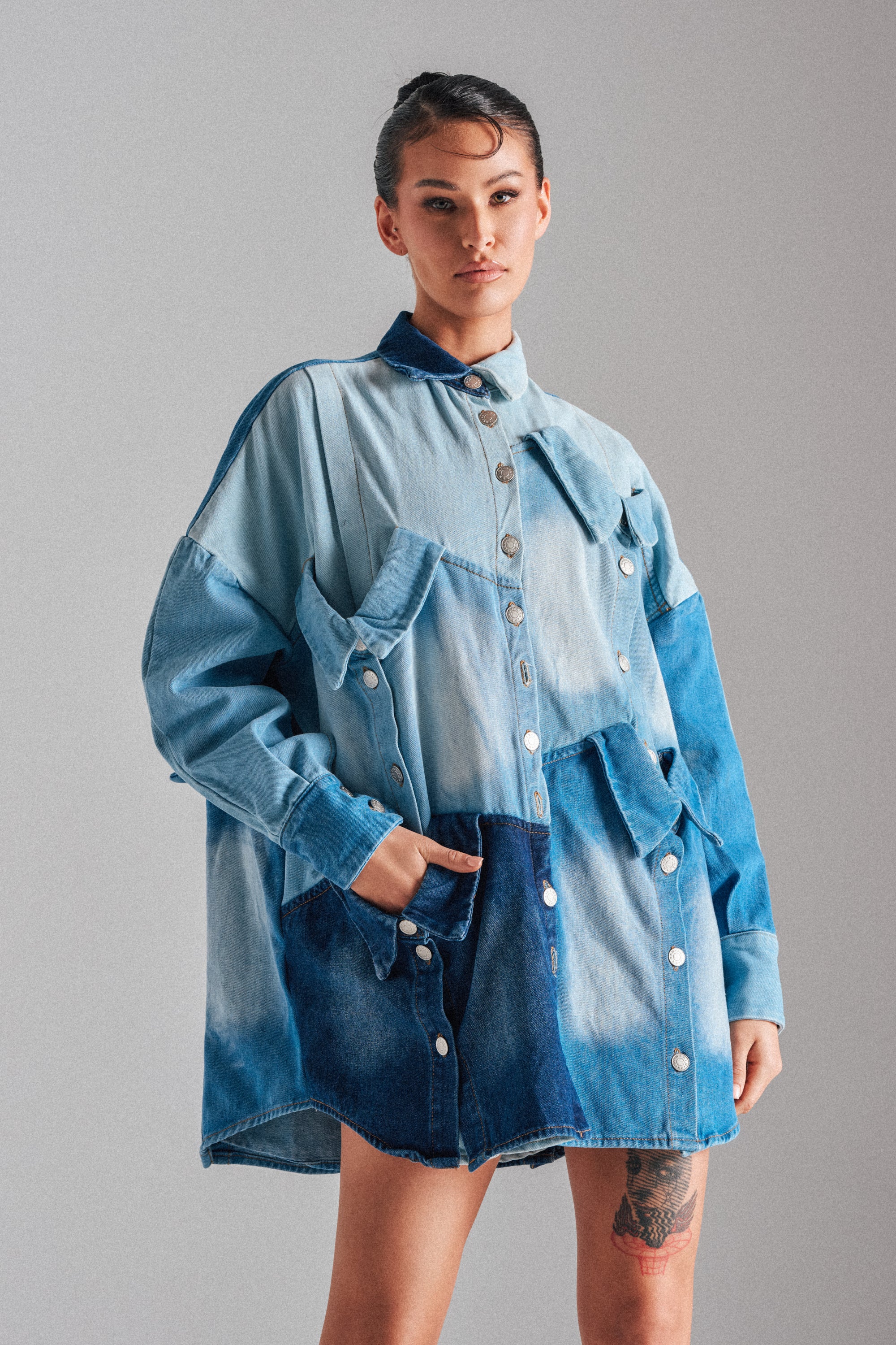 MONDAY BLUES DENIM MINI DRESS - Akira Store