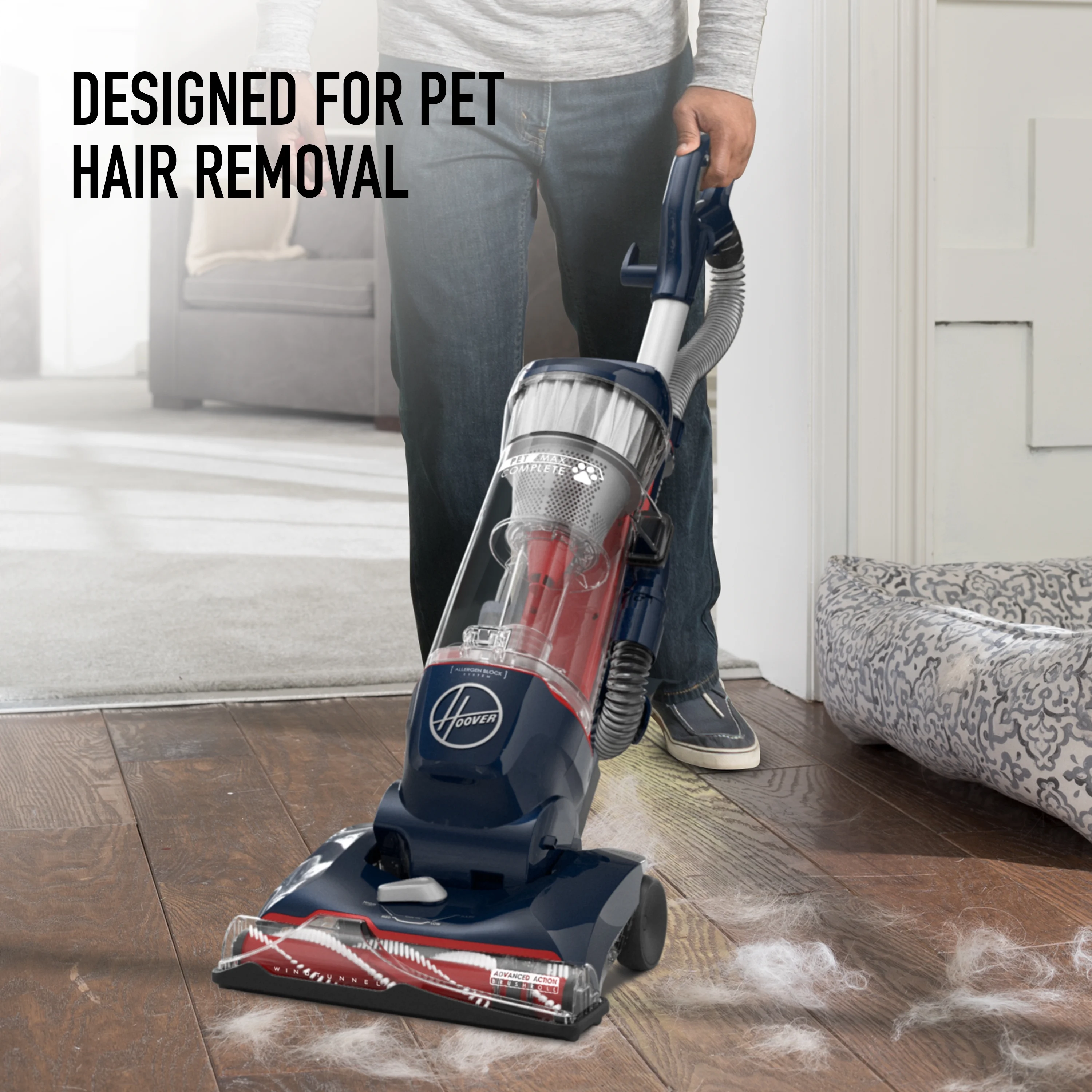 Restored Hoover Residential Vacuum-UH74110M Hoover Pet Max Complete Bagless Upright Vacuum Cleaner with Allergen Block Technology (Refurbished)(Restored: Like New)