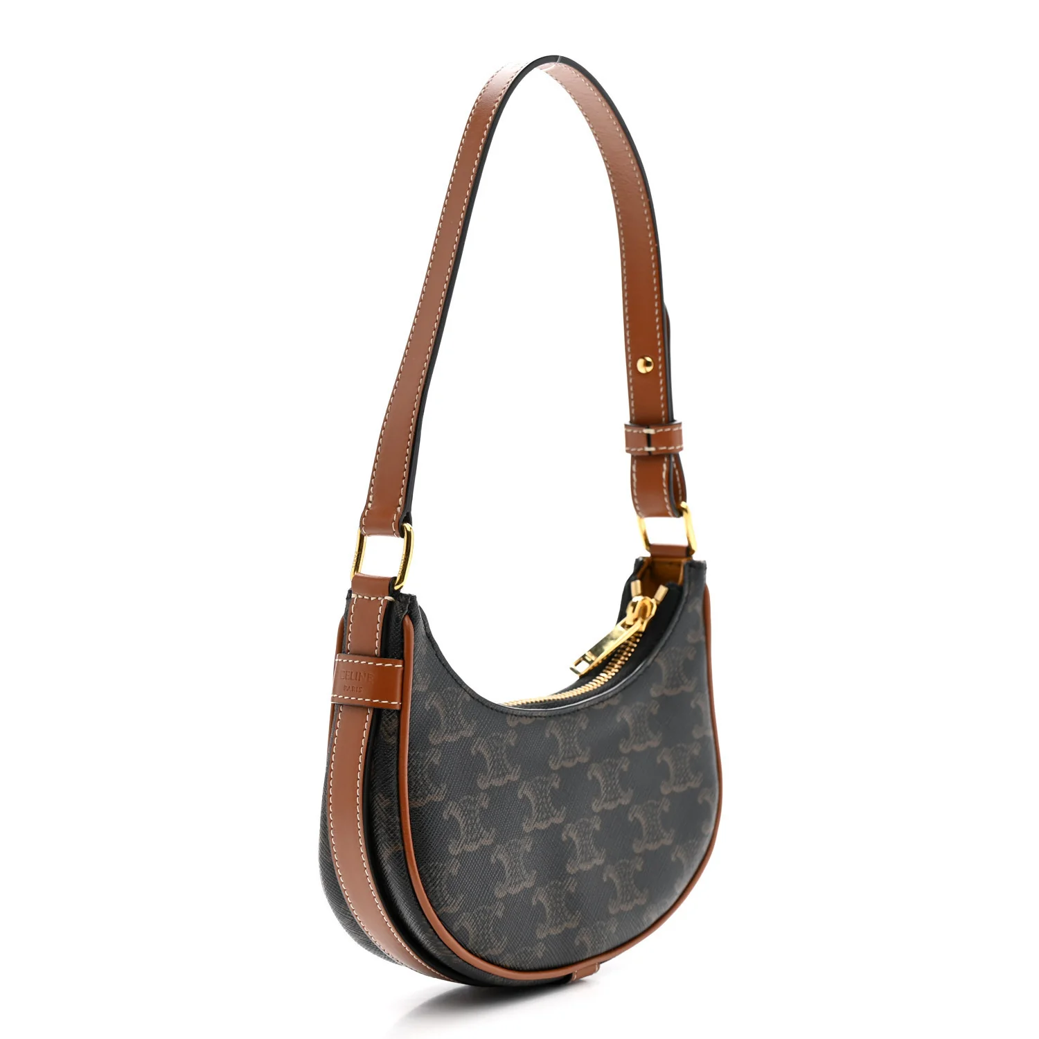 Canvas Calfskin Mini Ava Triomphe Shoulder Bag Tan